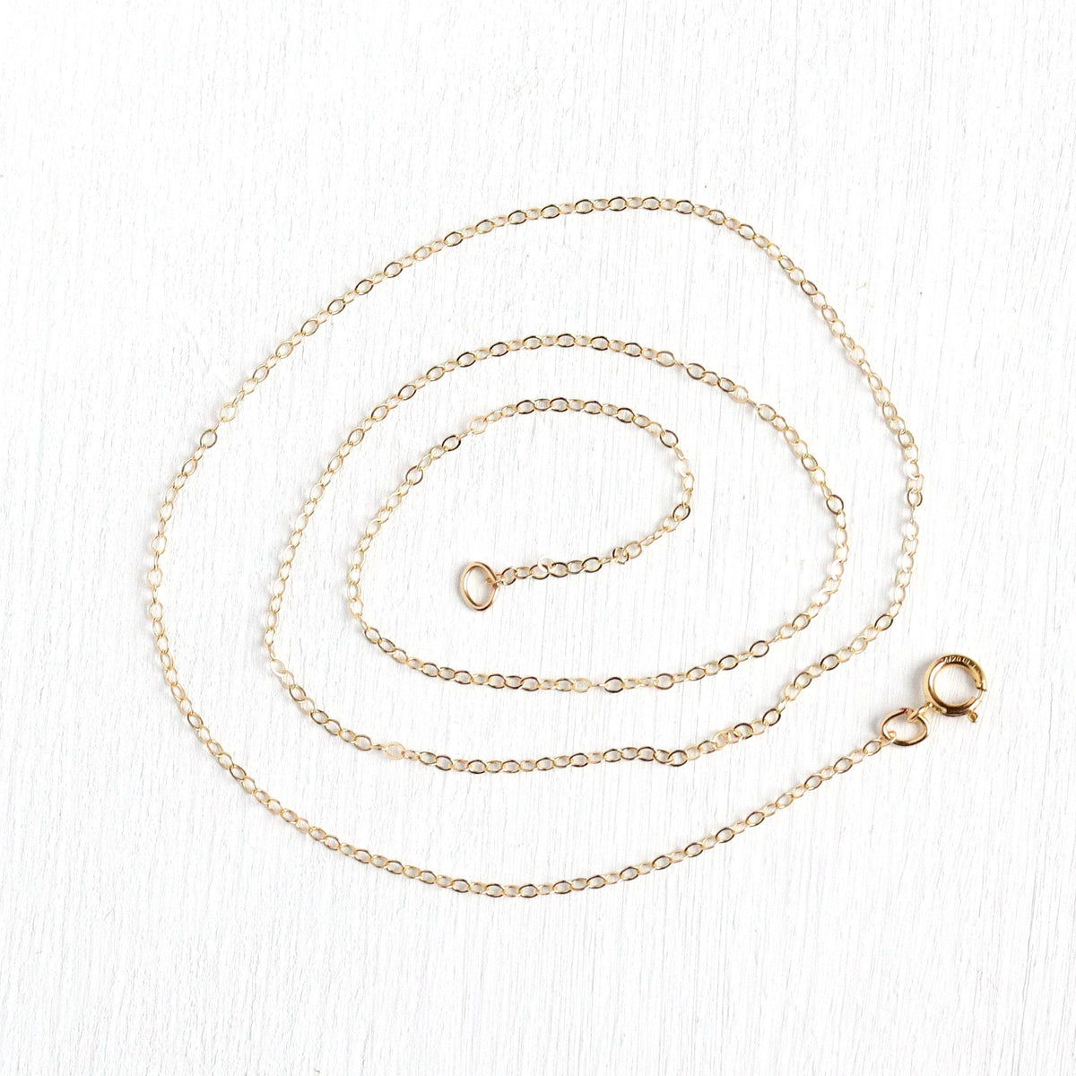 Gold Filled Chain - 18 Inch 14/20 Yellow GF Necklace - 1.5 mm Flat Dainty Cable Chain Spring Ring - Bright Finish Wholesale Jewelry Supply