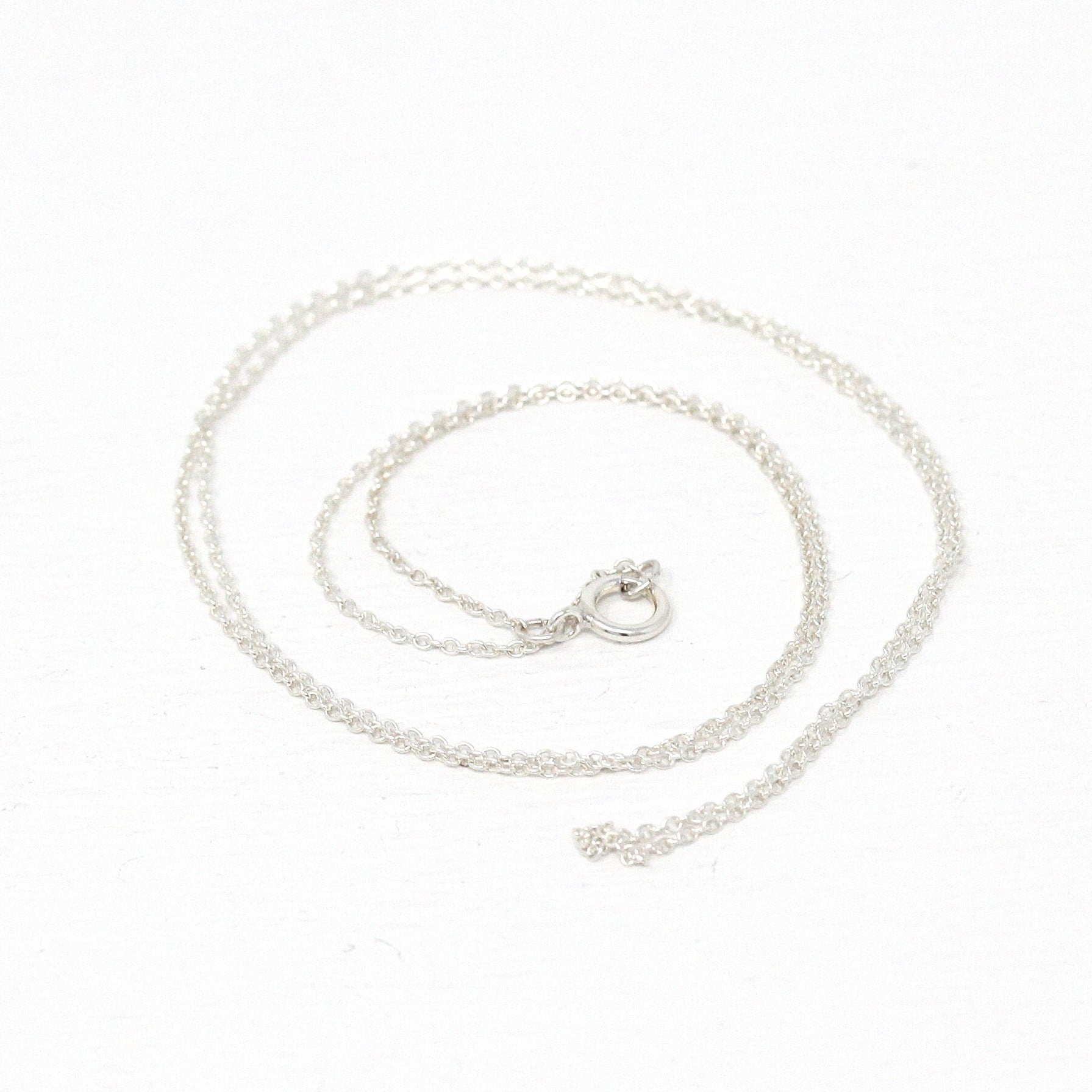 Sterling Silver Chain - 20 Inch Cable Link 1.1 mm Twenty Inch Polished 925 Silver - Dainty Brand New Necklace Spring Clasp Finished Supply