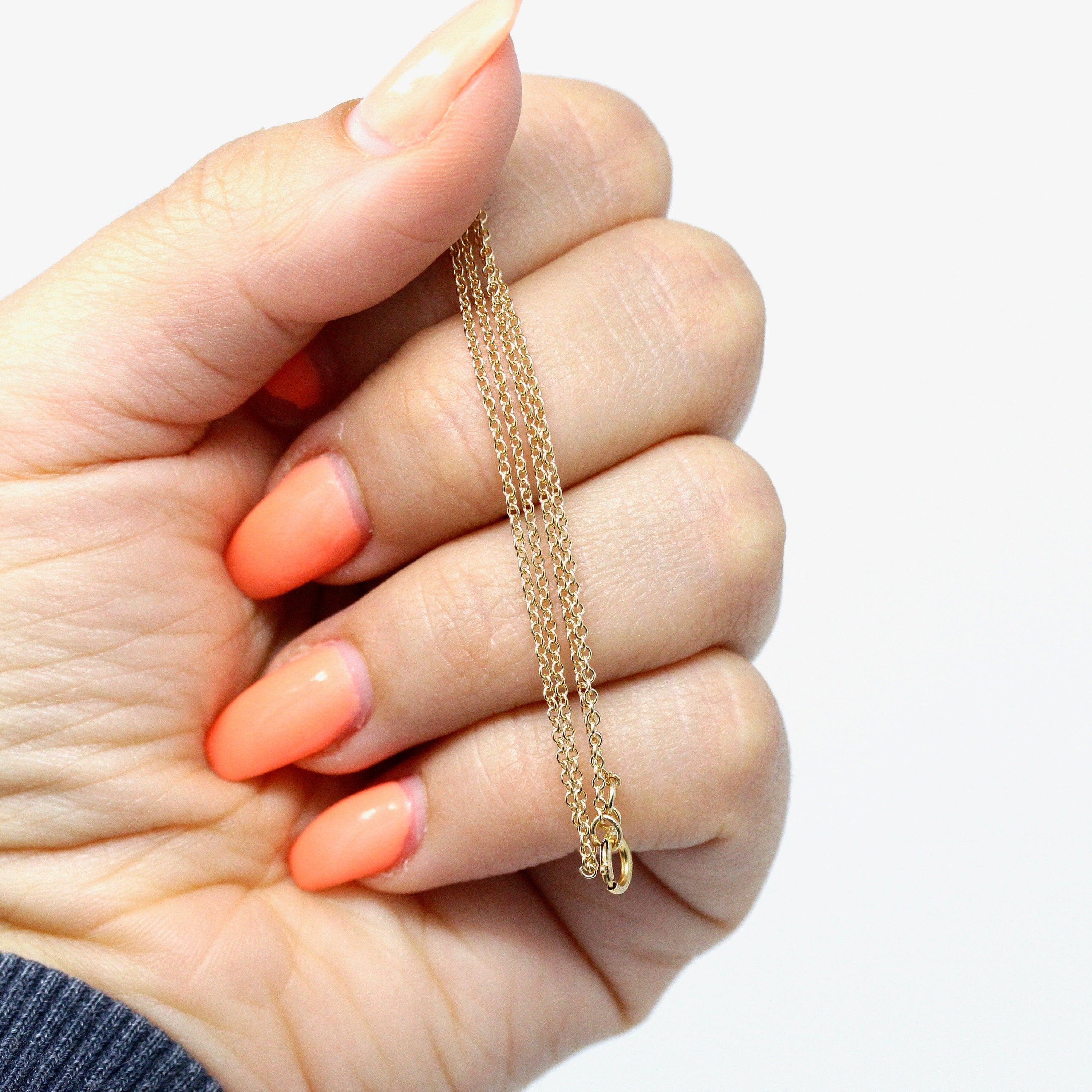 Gold Filled Chain - 20 Inch 14/20 GF Necklace - 1.3 mm Dainty Cable Neck Chain with Spring Ring - Bright Finish, Wholesale Jewelry Supply