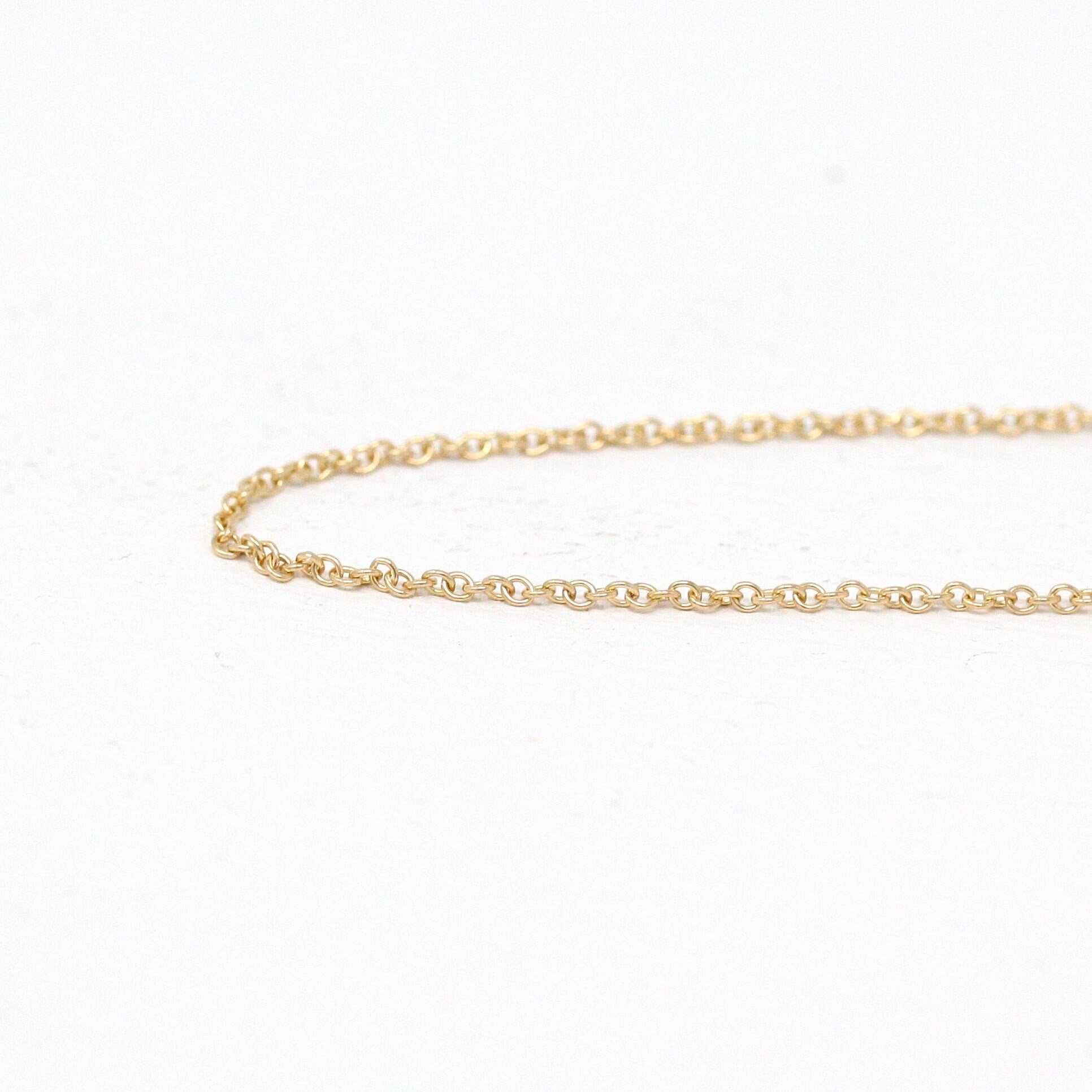 Gold Filled Chain - 20 Inch 14/20 GF Necklace - 1.3 mm Dainty Cable Neck Chain with Spring Ring - Bright Finish, Wholesale Jewelry Supply