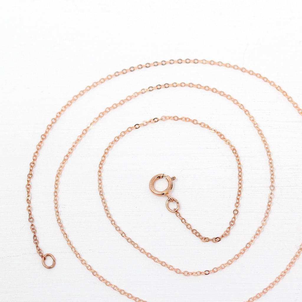 14k Rose Gold Filled Chain - 16 Inch 14/20 GF Necklace - 1.2 mm Flat Dainty Cable Chain Spring Ring Clasp - Pink GF 16" New Jewelry Supply