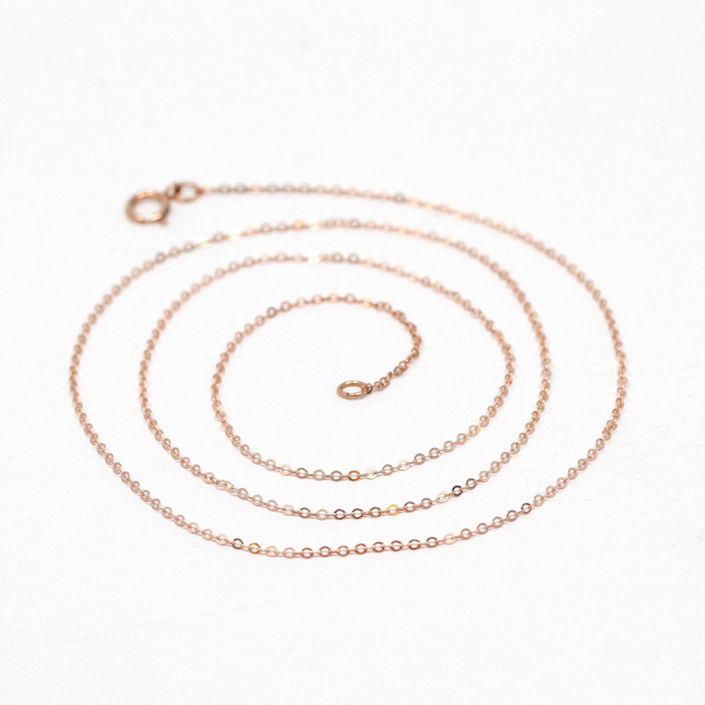 14k Rose Gold Filled Chain - 20 Inch 14/20 GF Necklace - 1.2 mm Flat Dainty Cable Chain Spring Ring Clasp - Pink GF 20" New Jewelry Supply
