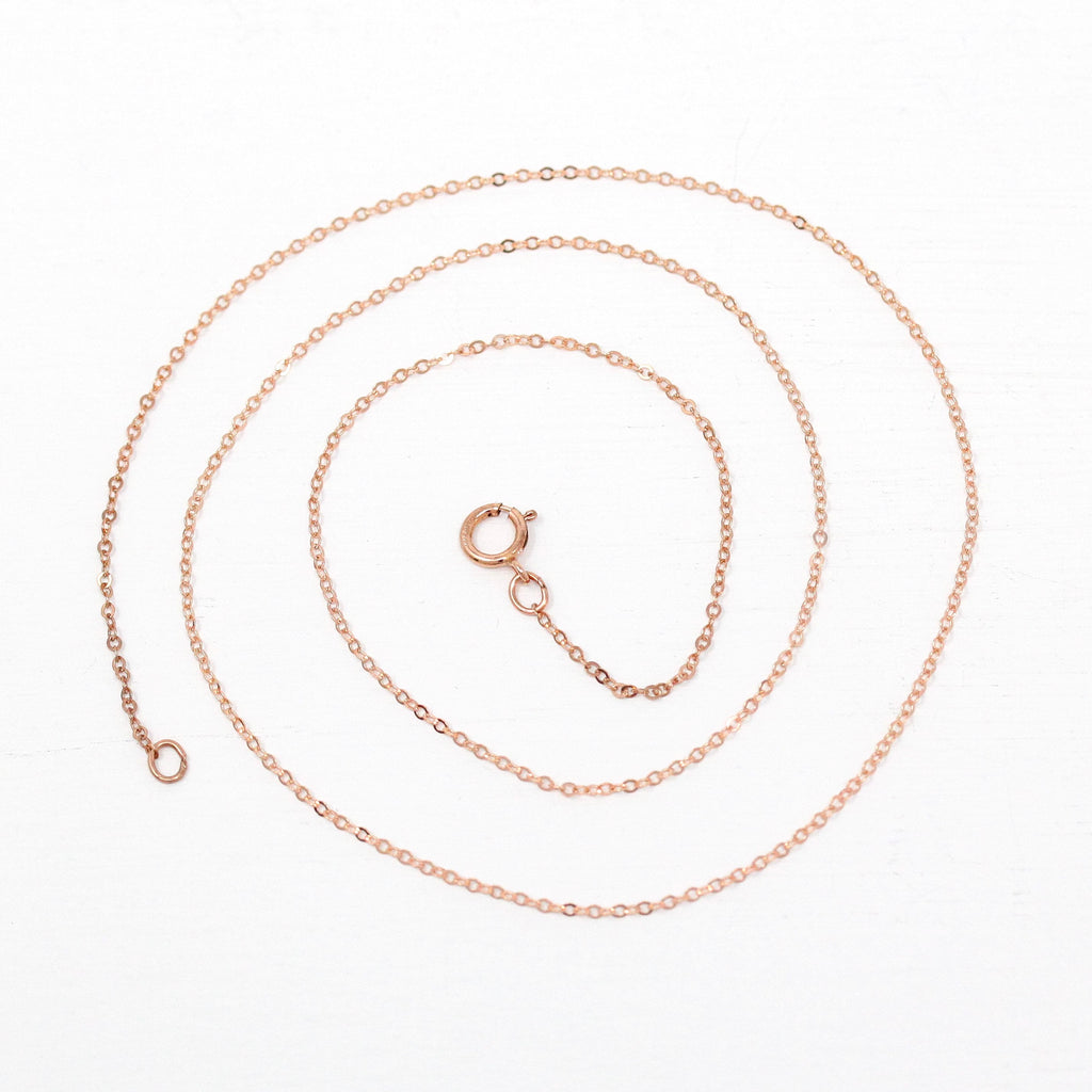 14k Rose Gold Filled Chain - 18 Inch 14/20 GF Necklace - 1.2 mm Flat Dainty Cable Chain Spring Ring Clasp - Pink GF 18" New Jewelry Supply