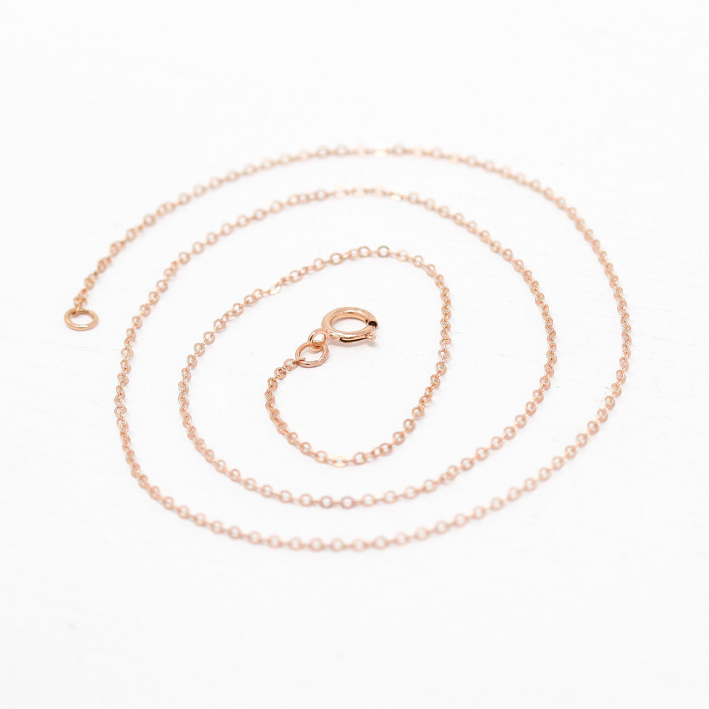 14k Rose Gold Filled Chain - 16 Inch 14/20 GF Necklace - 1.2 mm Flat Dainty Cable Chain Spring Ring Clasp - Pink GF 16" New Jewelry Supply