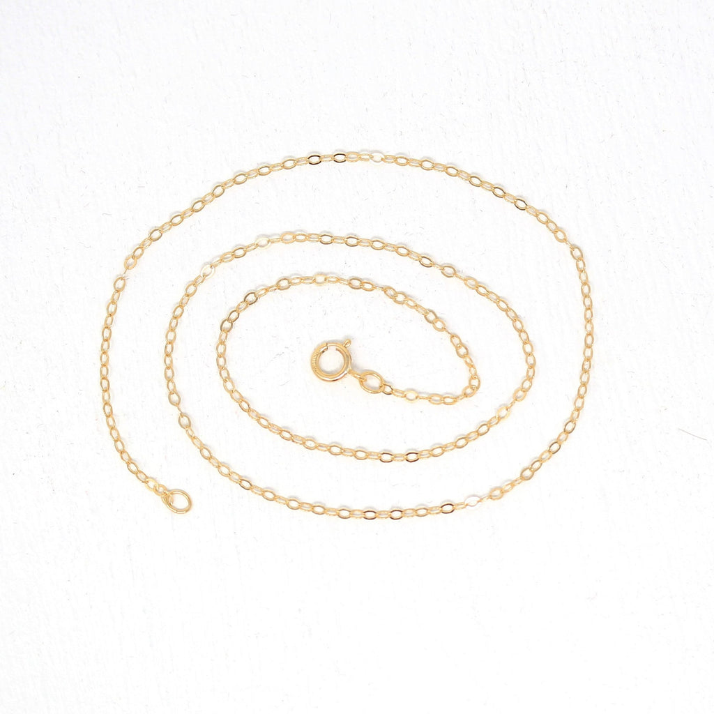 Gold Filled Chain - 14 Inch 14/20 GF Necklace - 1.5 mm Flat Cable Neck Chain with Spring Ring - Bright Finish New Wholesale Jewelry Supply