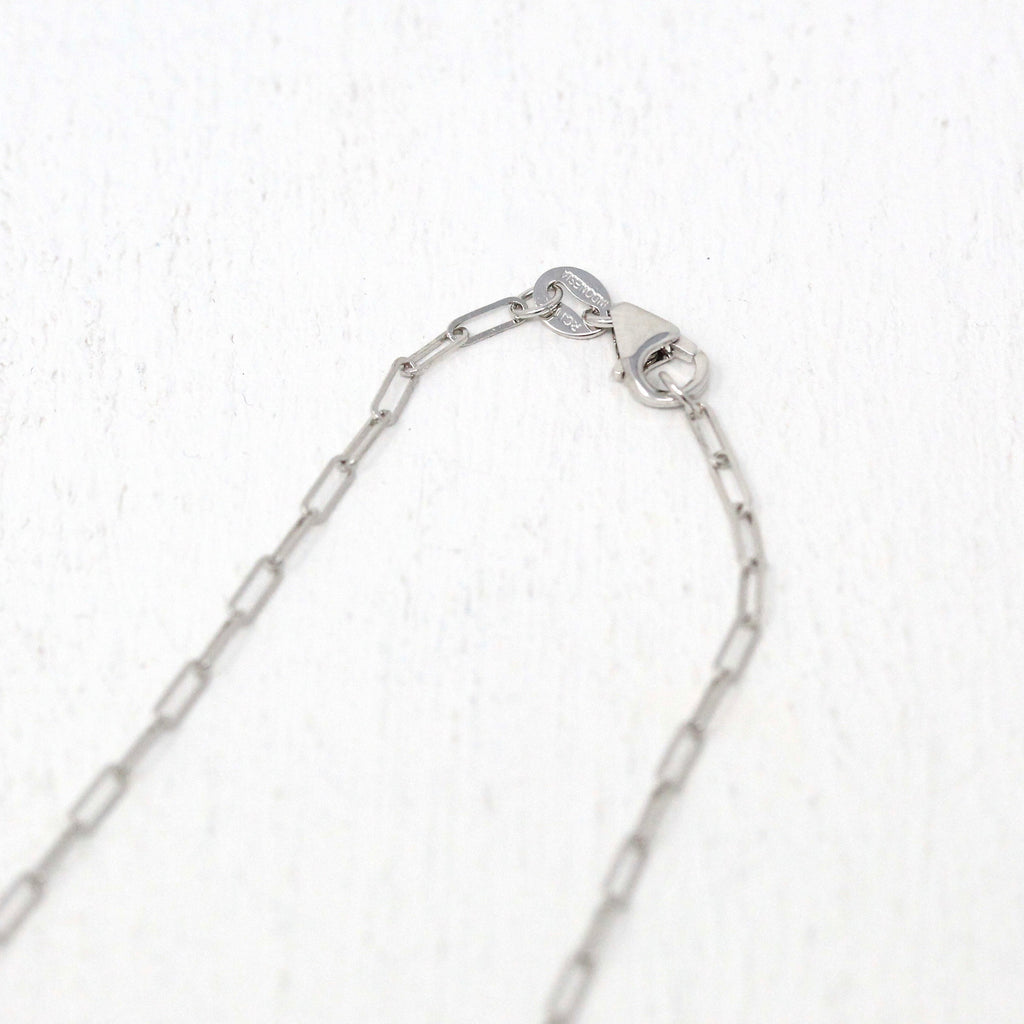 14k White Gold Paperclip Chain - Art Deco Style 18 Inch High Polished Dainty Link Fine Jewelry - 1.5 mm Lobster Claw Clasp Necklace Supply