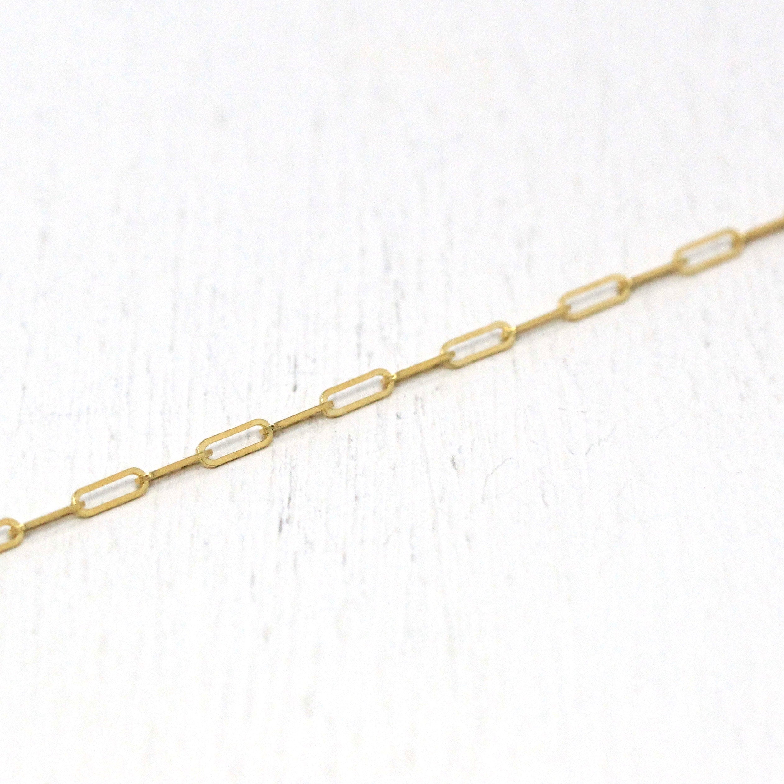 14k Yellow Gold Paperclip Chain - Art Deco Style 18 Inch High Polished Dainty Link Fine Jewelry - 1.5 mm Lobster Claw Clasp Necklace Supply