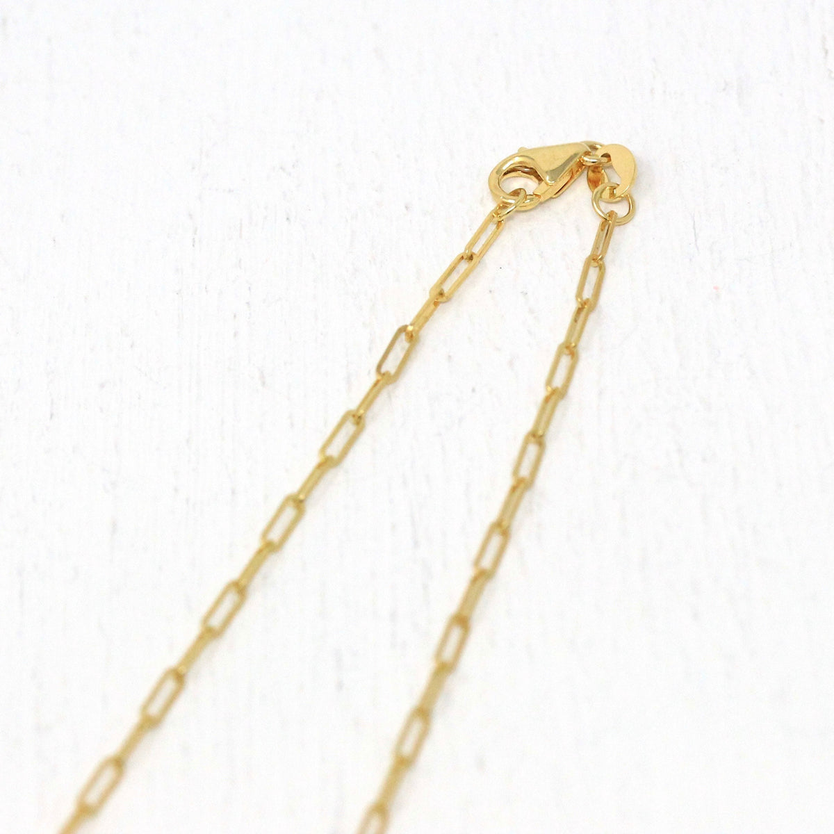 14k Yellow Gold Paperclip Chain - Art Deco Style 18 Inch High Polished Dainty Link Fine Jewelry - 1.5 mm Lobster Claw Clasp Necklace Supply