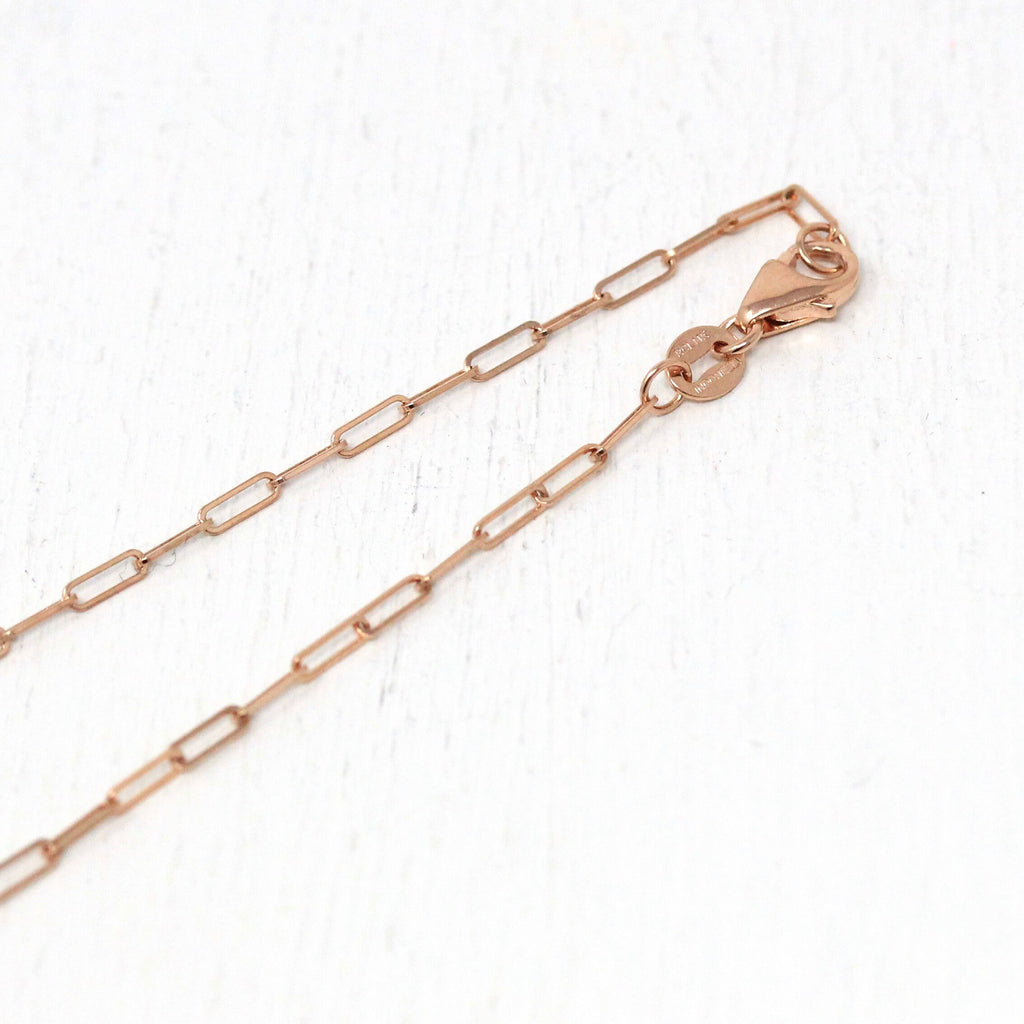 14k Rose Gold Paperclip Chain - Art Deco Style 18 Inch High Polished Dainty Link Fine Jewelry - 1.5 mm Lobster Claw Clasp Necklace Supply