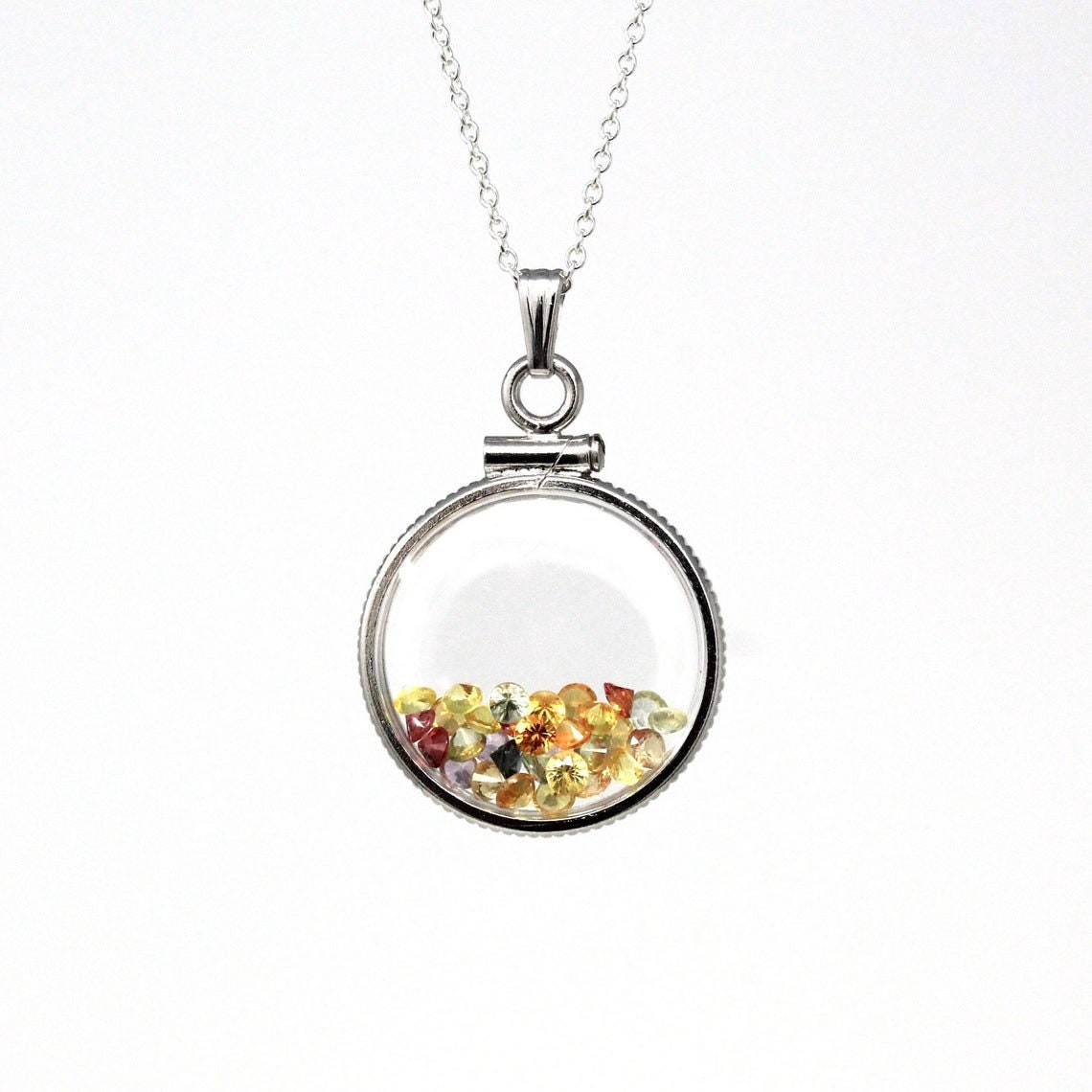 Custom Shaker Locket - Sterling Silver, 14k Gold Filled Natural Gemstone Necklace Pendant, Choose Gems - Bespoke Birthstone Mother's Jewelry