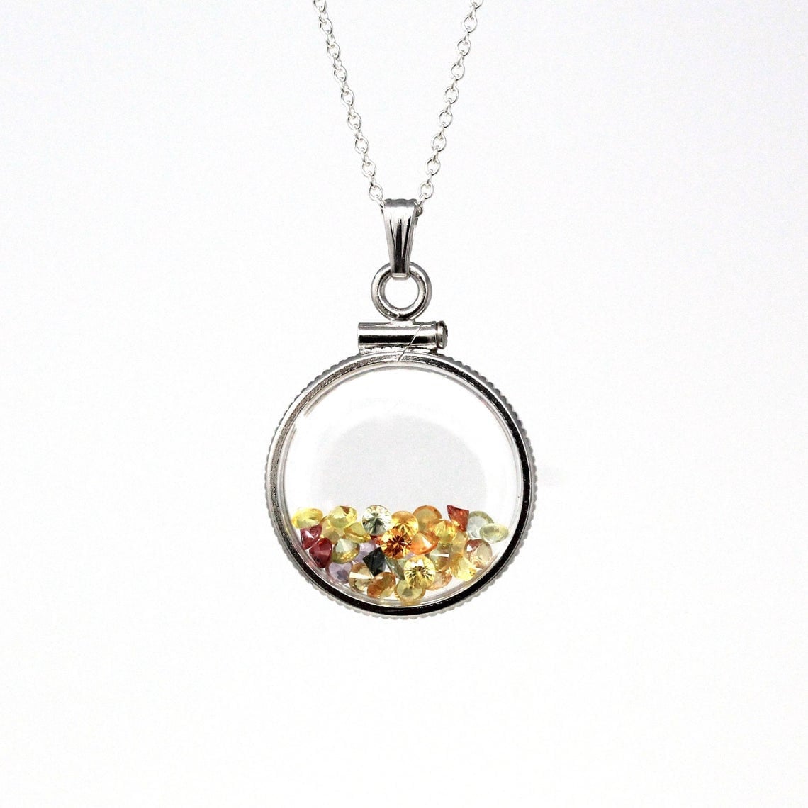 Custom Shaker Locket - Sterling Silver, 14k Gold Filled Natural Gemstone Necklace Pendant, Choose Gems - Bespoke Birthstone Mother's Jewelry