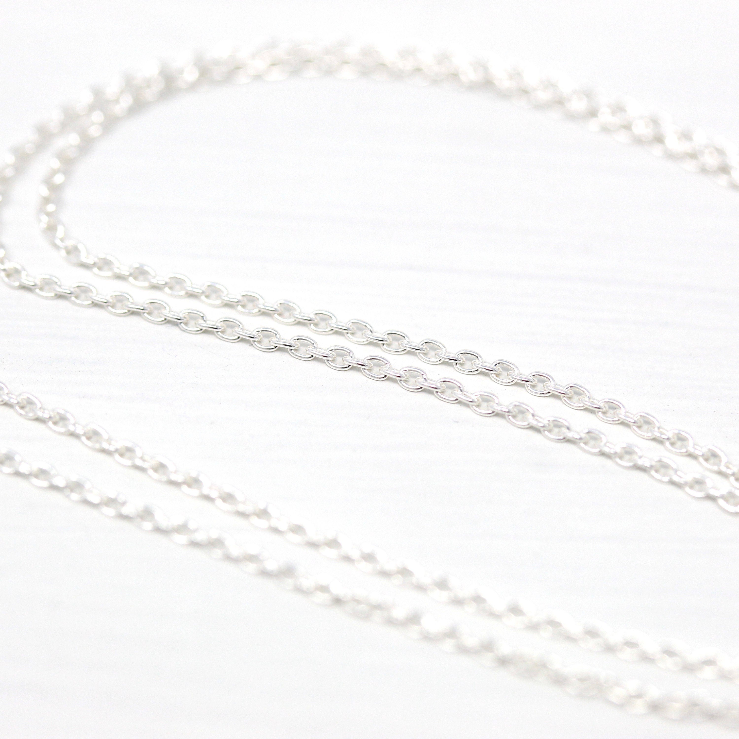 Sterling Silver Chain - 18 Inch Cable Link - 1 mm Eighteen Inch Polished .925 Silver New Necklace Spring Clasp Finished Jewelry Supply