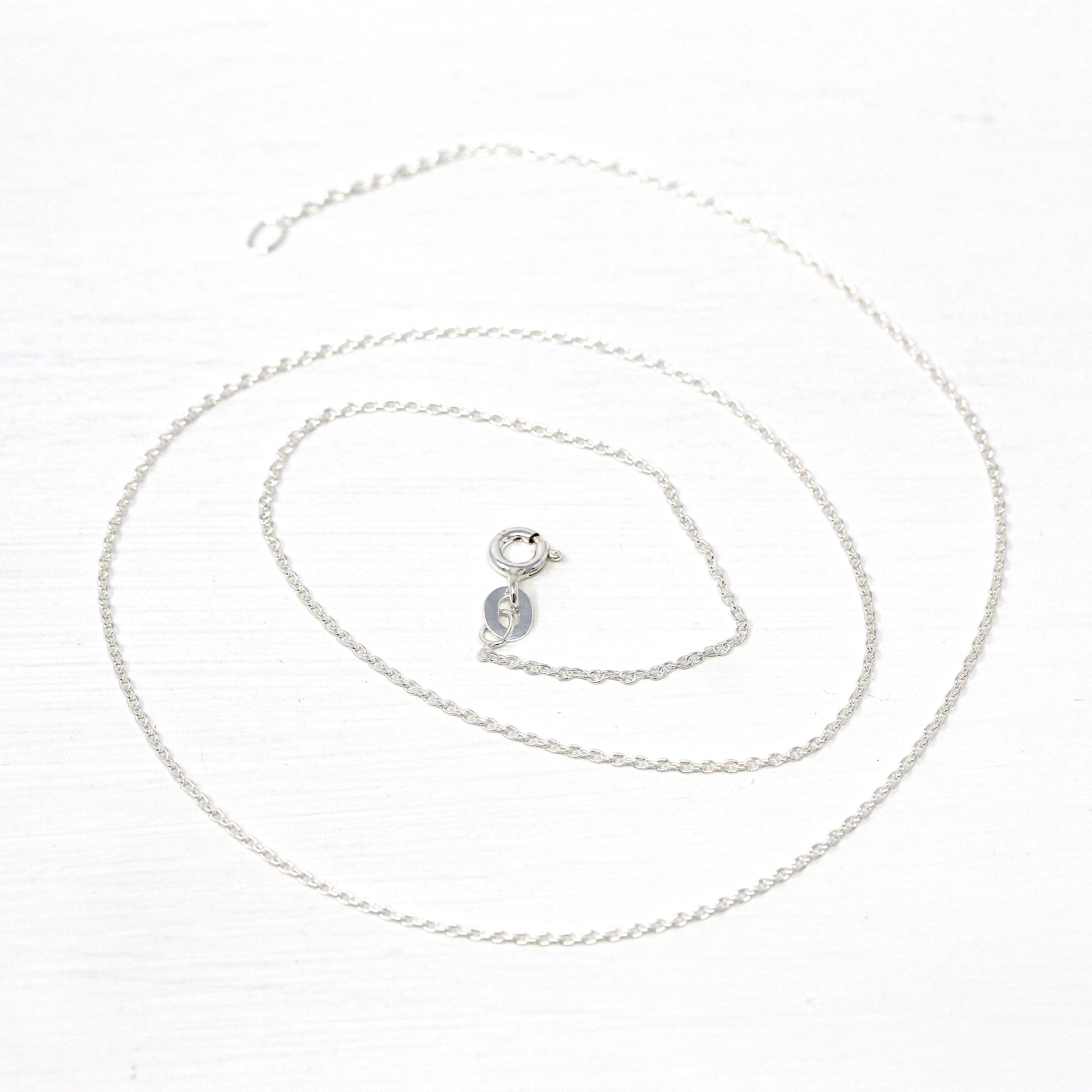 Sterling Silver Chain - 18 Inch Cable Link - 1 mm Eighteen Inch Polished .925 Silver New Necklace Spring Clasp Finished Jewelry Supply