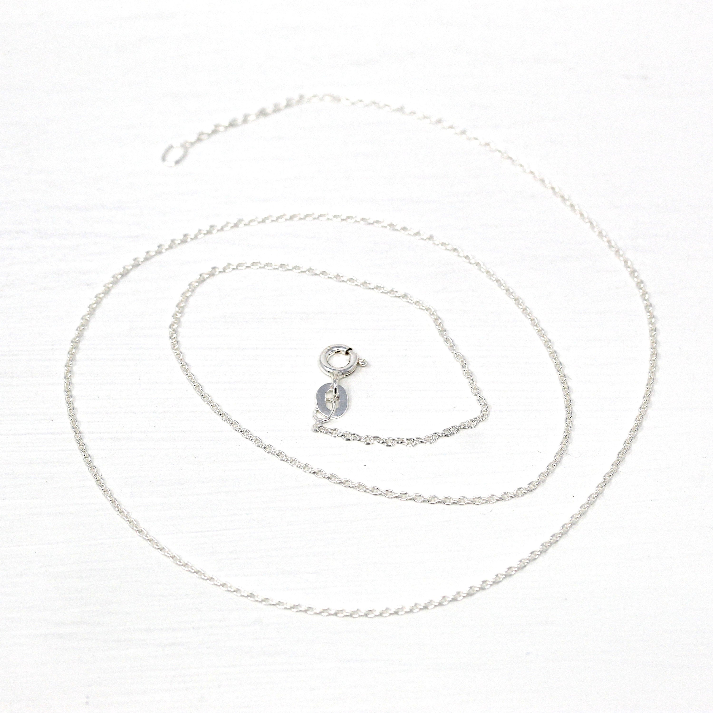Sterling Silver Chain - 18 Inch Cable Link - 1 mm Eighteen Inch Polished .925 Silver New Necklace Spring Clasp Finished Jewelry Supply