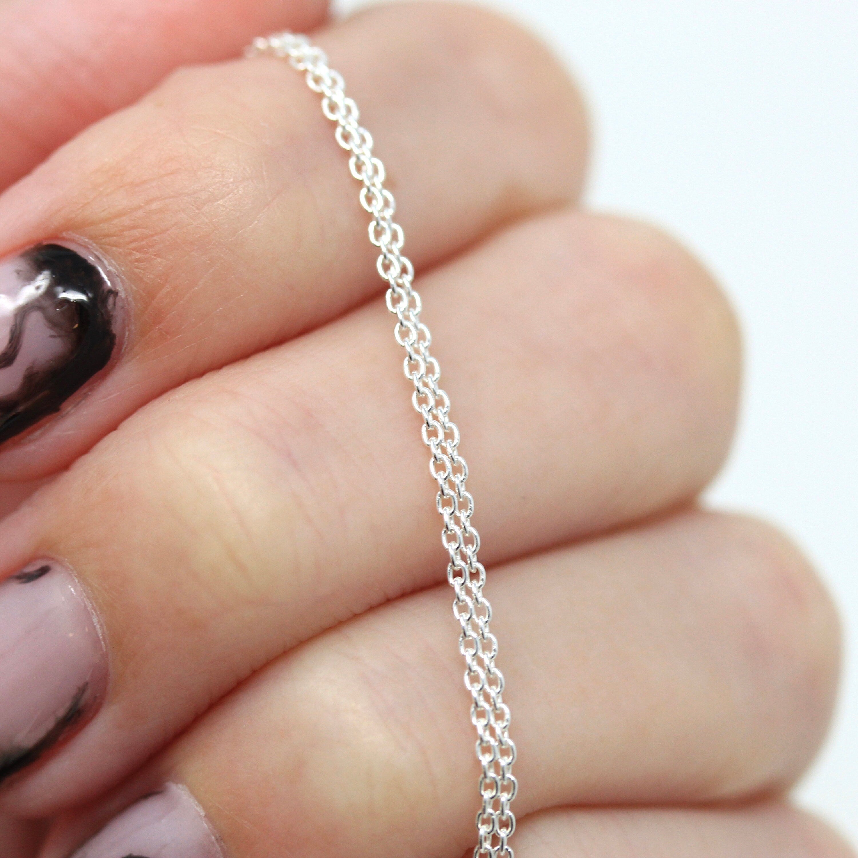 Sterling Silver Chain - 18 Inch Cable Link - 1 mm Eighteen Inch Polished .925 Silver New Necklace Spring Clasp Finished Jewelry Supply