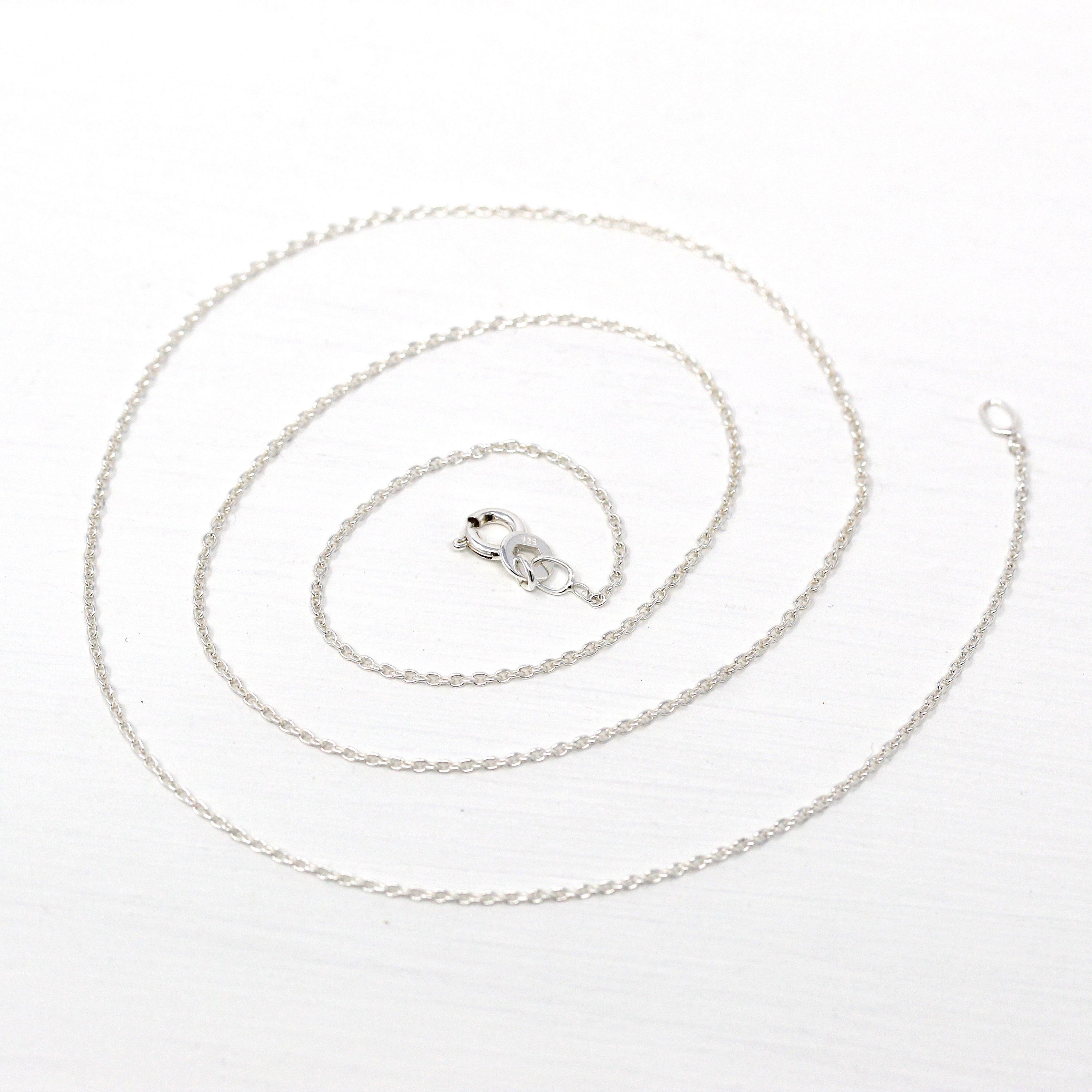 Sterling Silver Chain - 18 Inch Cable Link - 1 mm Eighteen Inch Polished .925 Silver New Necklace Spring Clasp Finished Jewelry Supply