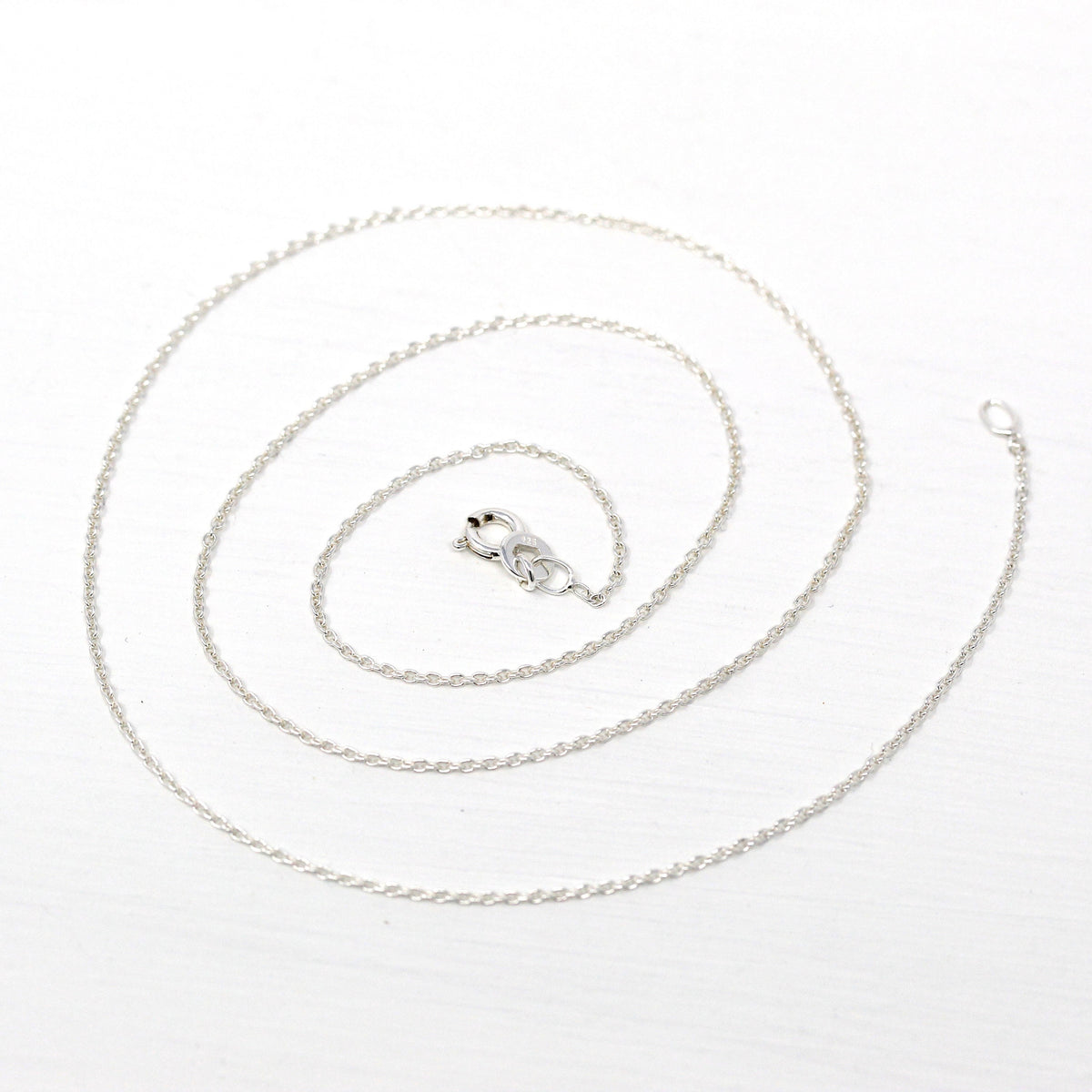 Sterling Silver Chain - 18 Inch Cable Link - 1 mm Eighteen Inch Polished .925 Silver New Necklace Spring Clasp Finished Jewelry Supply