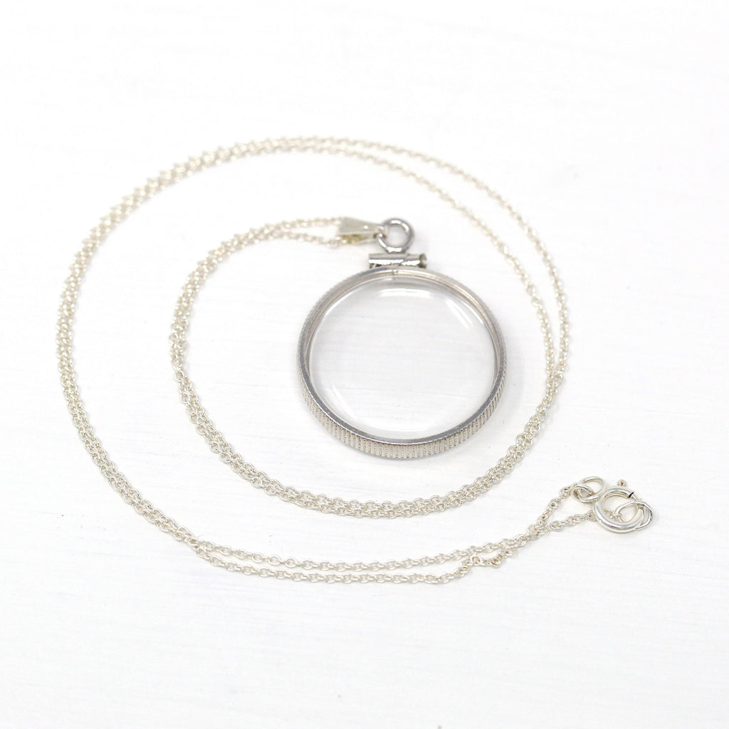 Empty Shaker Locket - Sterling Silver Clear Pendant Locket Charm - Customizable Double Sided Necklace Nickel Size Keepsake Gemstones Jewelry