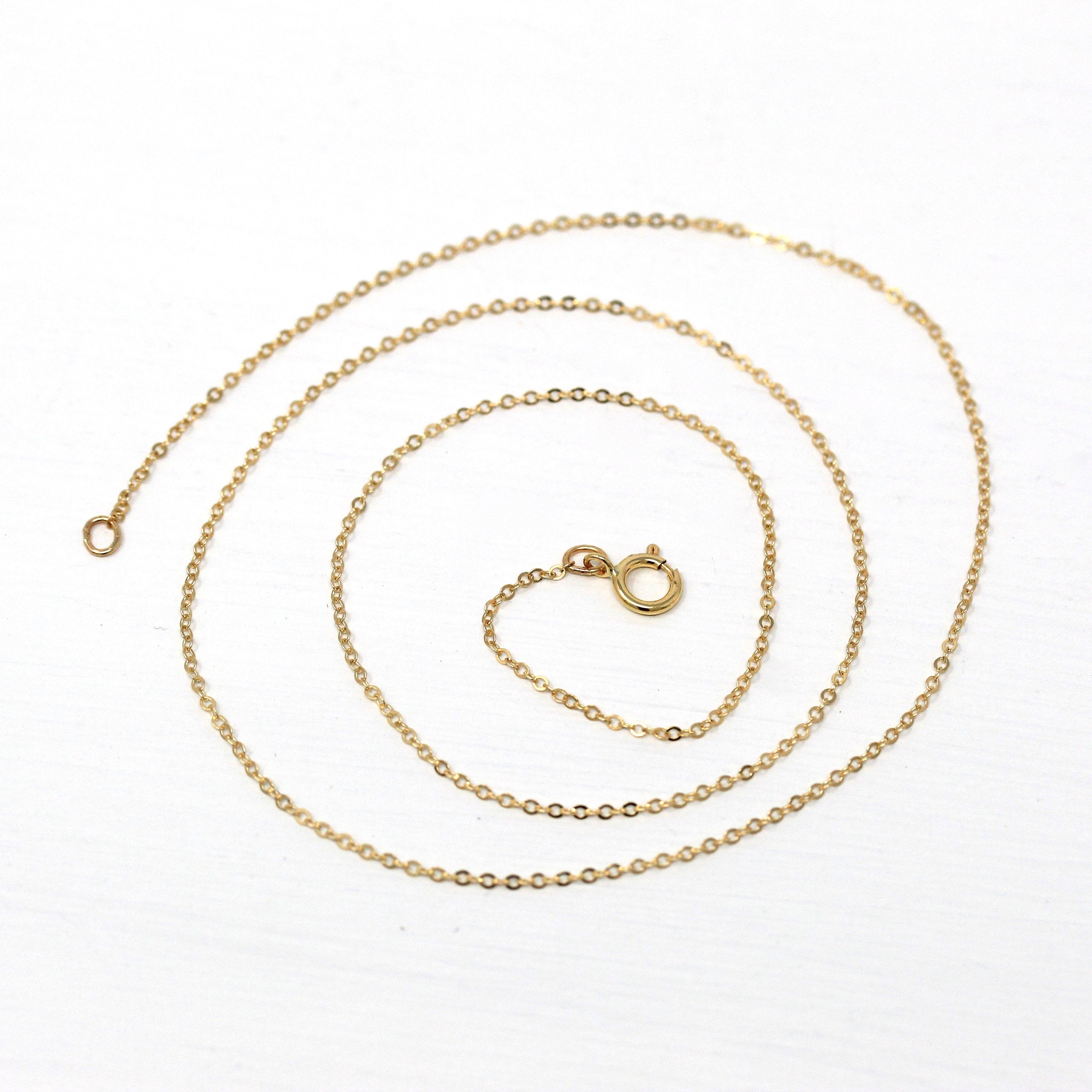 Gold Filled Chain - 18 Inch 14/20 Yellow GF Necklace - 1.5 mm Flat Dainty Cable Chain Spring Ring - Bright Finish Wholesale Jewelry Supply