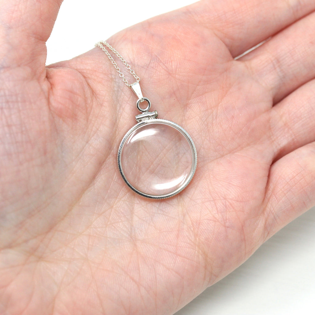 Empty Shaker Locket - Sterling Silver Clear Pendant Locket Charm - Customizable Double Sided Necklace Nickel Size Keepsake Gemstones Jewelry