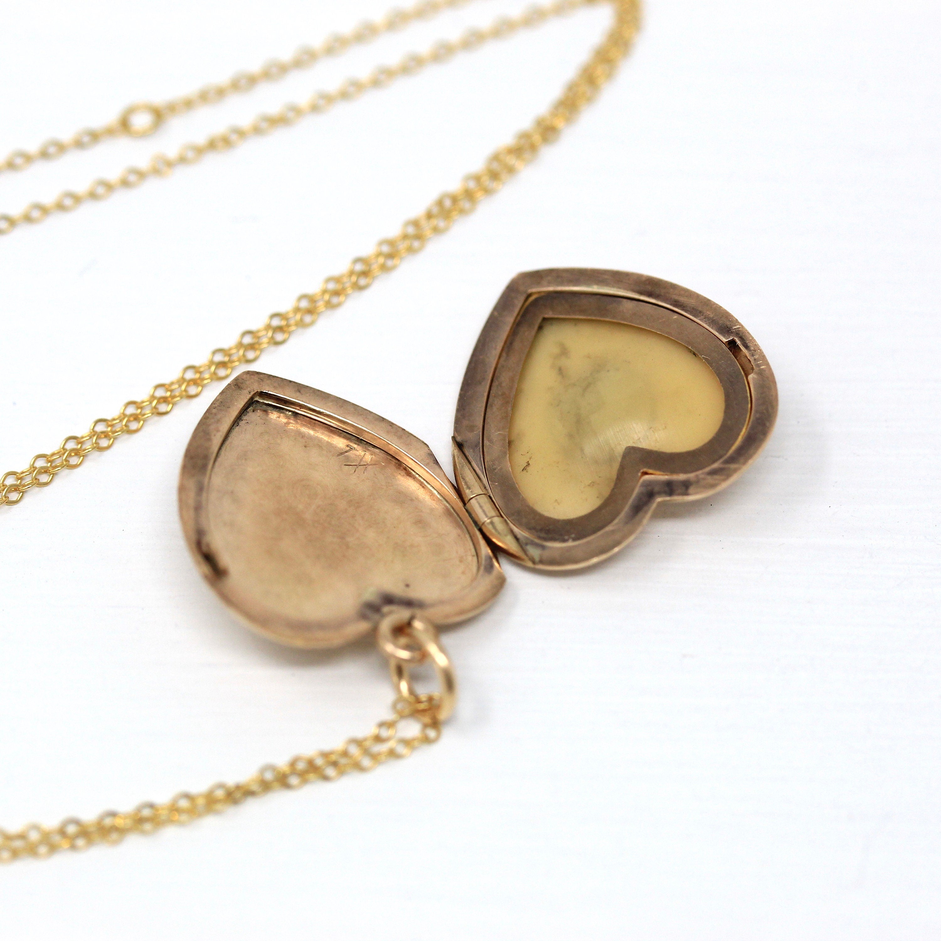 Sale - Antique Heart Locket - Edwardian 10k Rose Gold Dated "July 12 '08" Necklace Pendant - Vintage Monogrammed "RMD" Keepsake Fine Jewelry