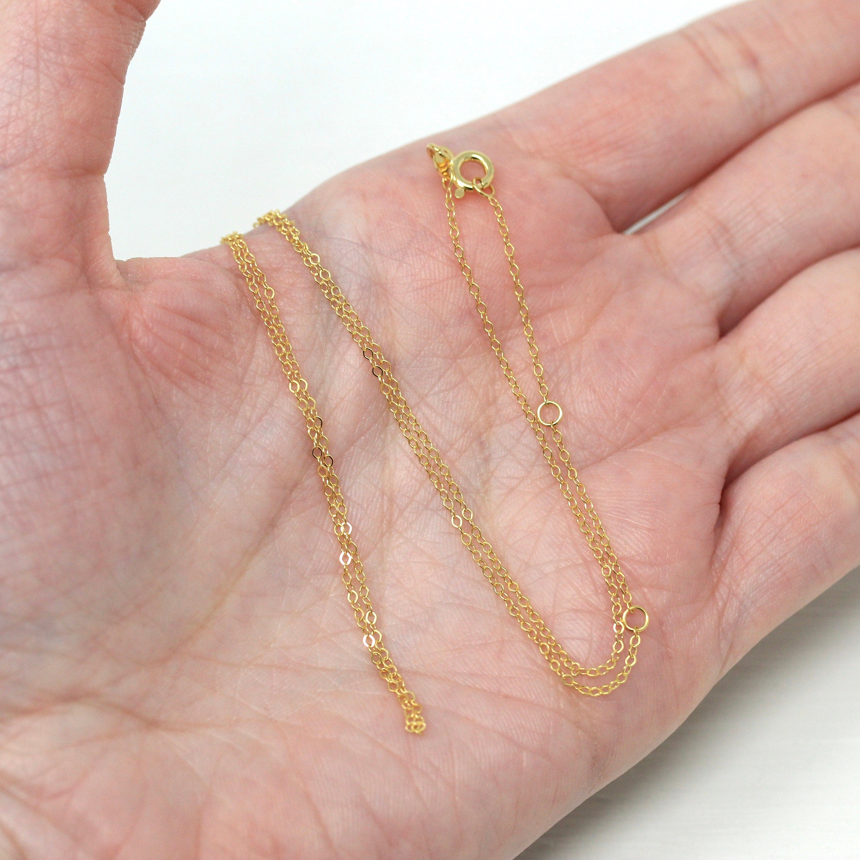 14k Yellow Gold Chain - Adjustable 18 to 17 to 16 Inch 1.3 mm Double Extendable Piatto Necklace - Polished Cable Link Fine Jewelry Supply