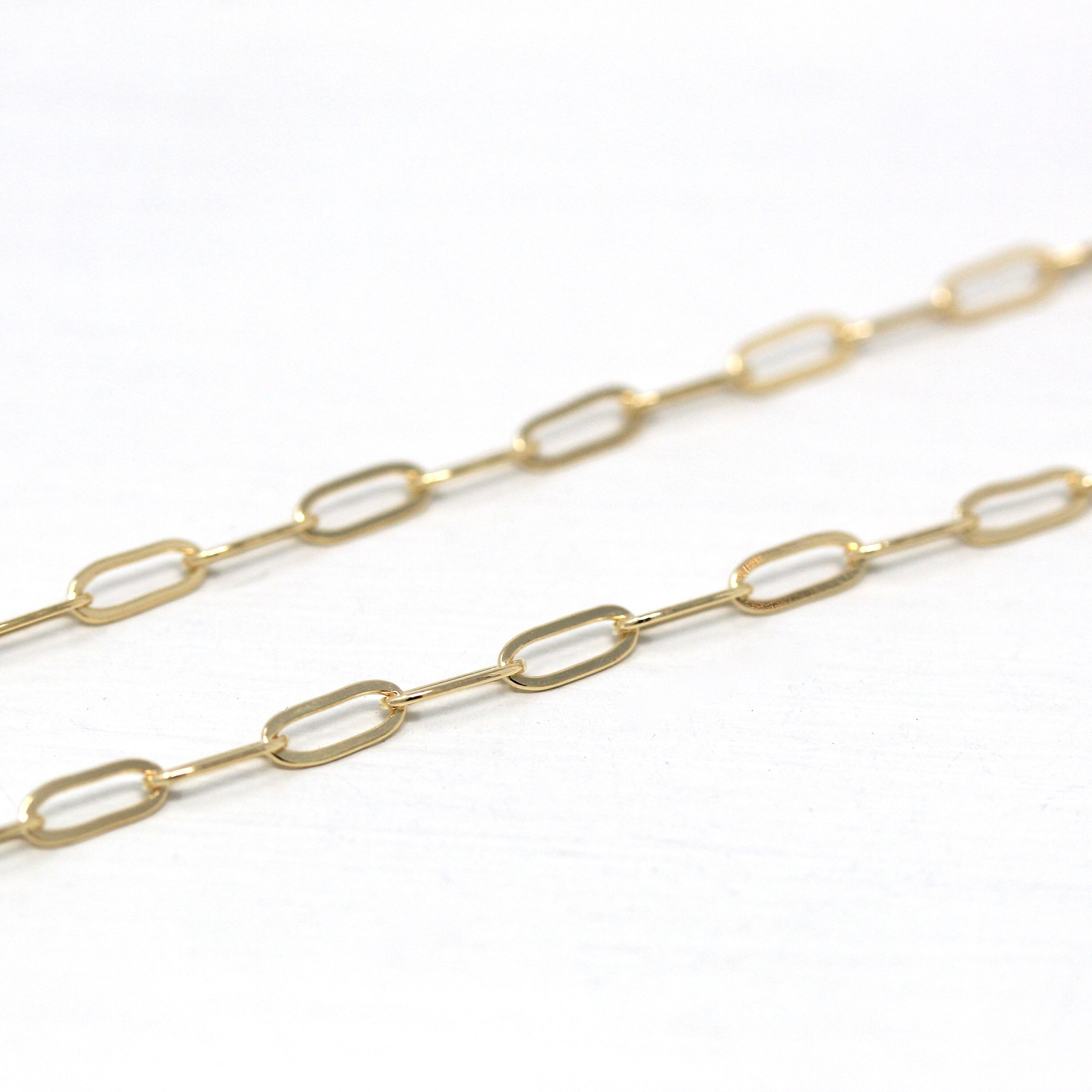18 Inch Paperclip Chain - 14k Gold Filled Drawn Flat Bright Finish Necklace - 2.8 mm Spring Ring Clasp Layering Fashion Accessory Jewelry