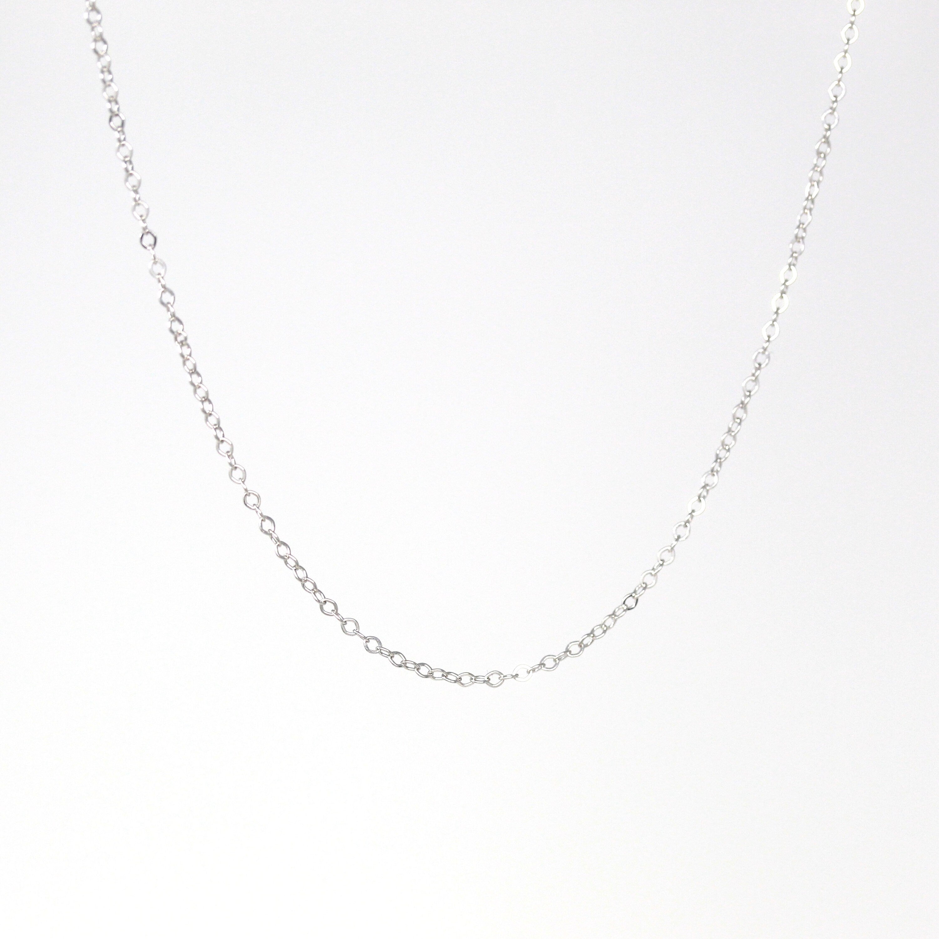 14k White Gold Chain - Adjustable 18 to 17 to 16 Inch 1.3 mm Double Extendable Piatto Necklace - Polished Cable Link Fine Jewelry Supply