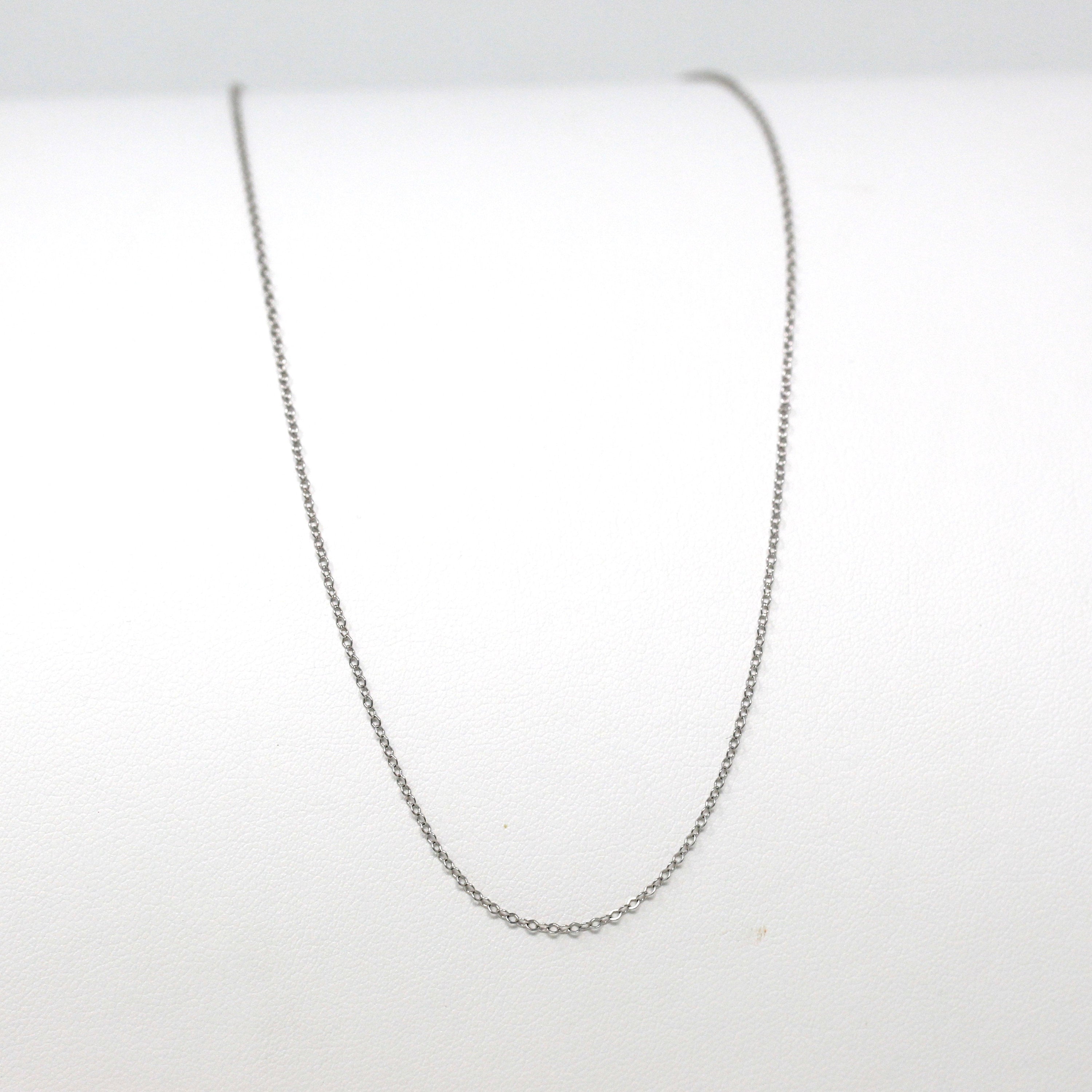 14k White Gold Chain - Adjustable 18 to 17 to 16 Inch 1.3 mm Double Extendable Piatto Necklace - Polished Cable Link Fine Jewelry Supply