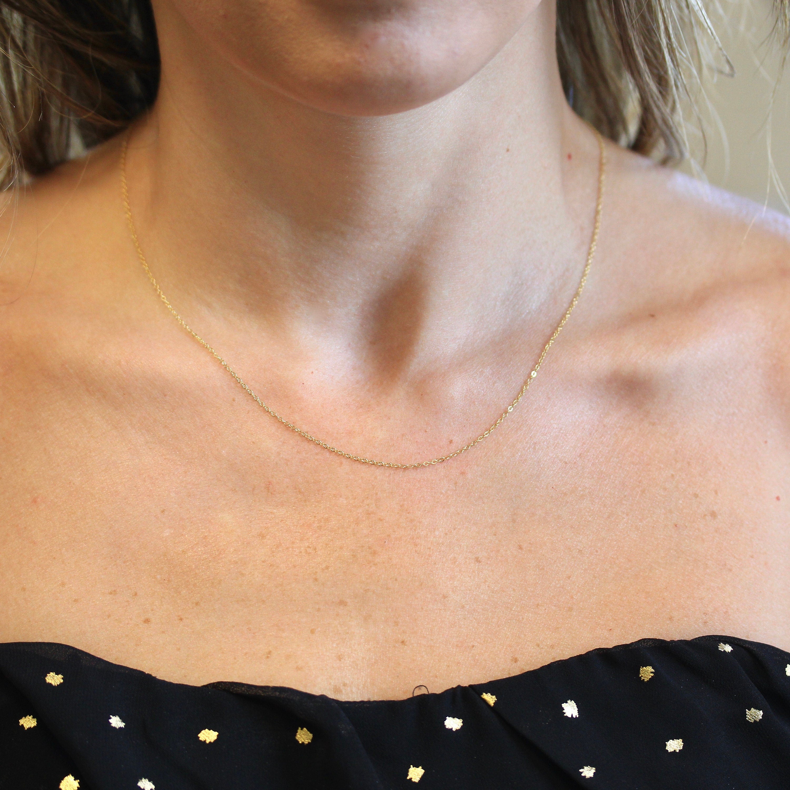 14k Yellow Gold Chain - Adjustable 18 to 17 to 16 Inch 1.3 mm Double Extendable Piatto Necklace - Polished Cable Link Fine Jewelry Supply