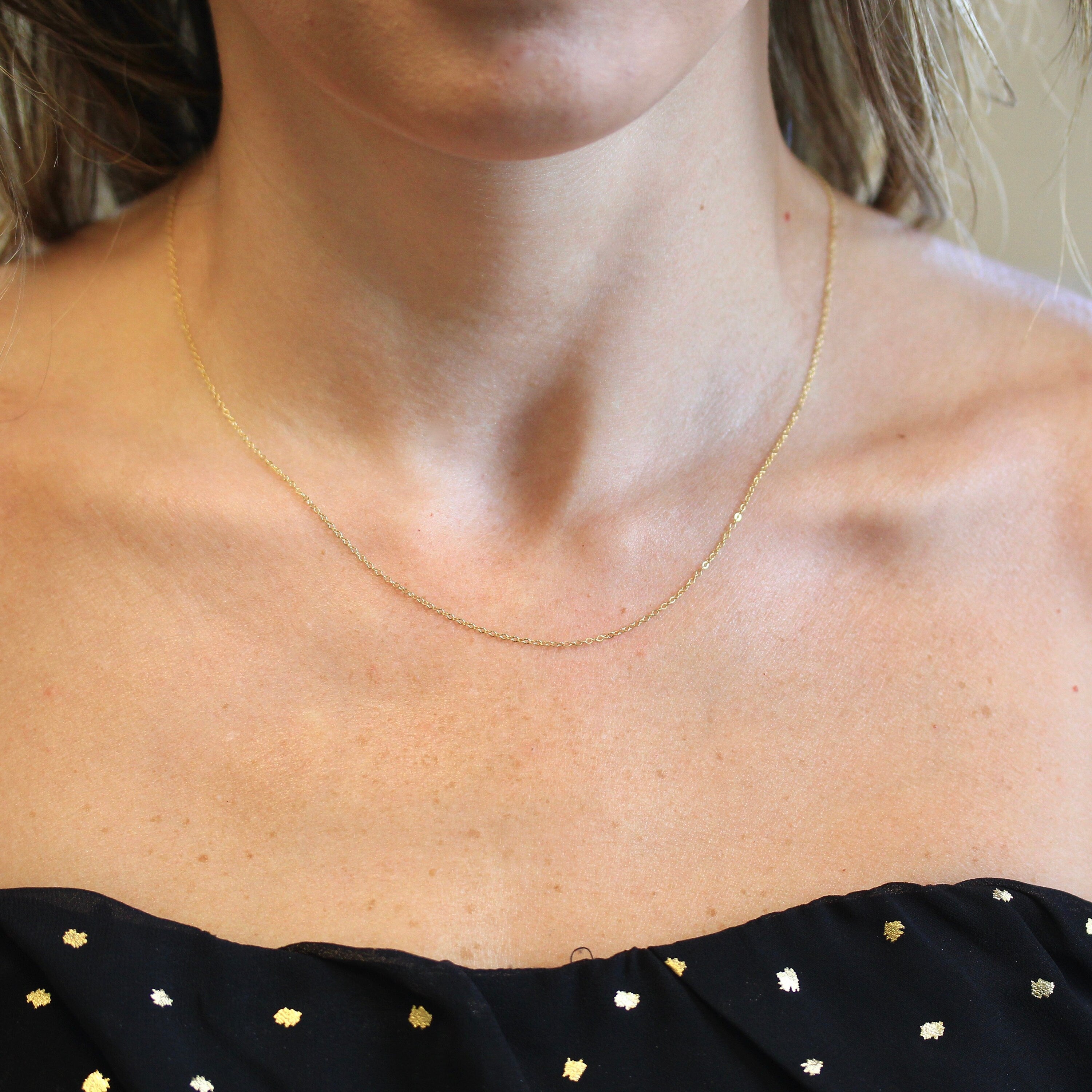 14k Yellow Gold Chain - Adjustable 18 to 17 to 16 Inch 1.3 mm Double Extendable Piatto Necklace - Polished Cable Link Fine Jewelry Supply