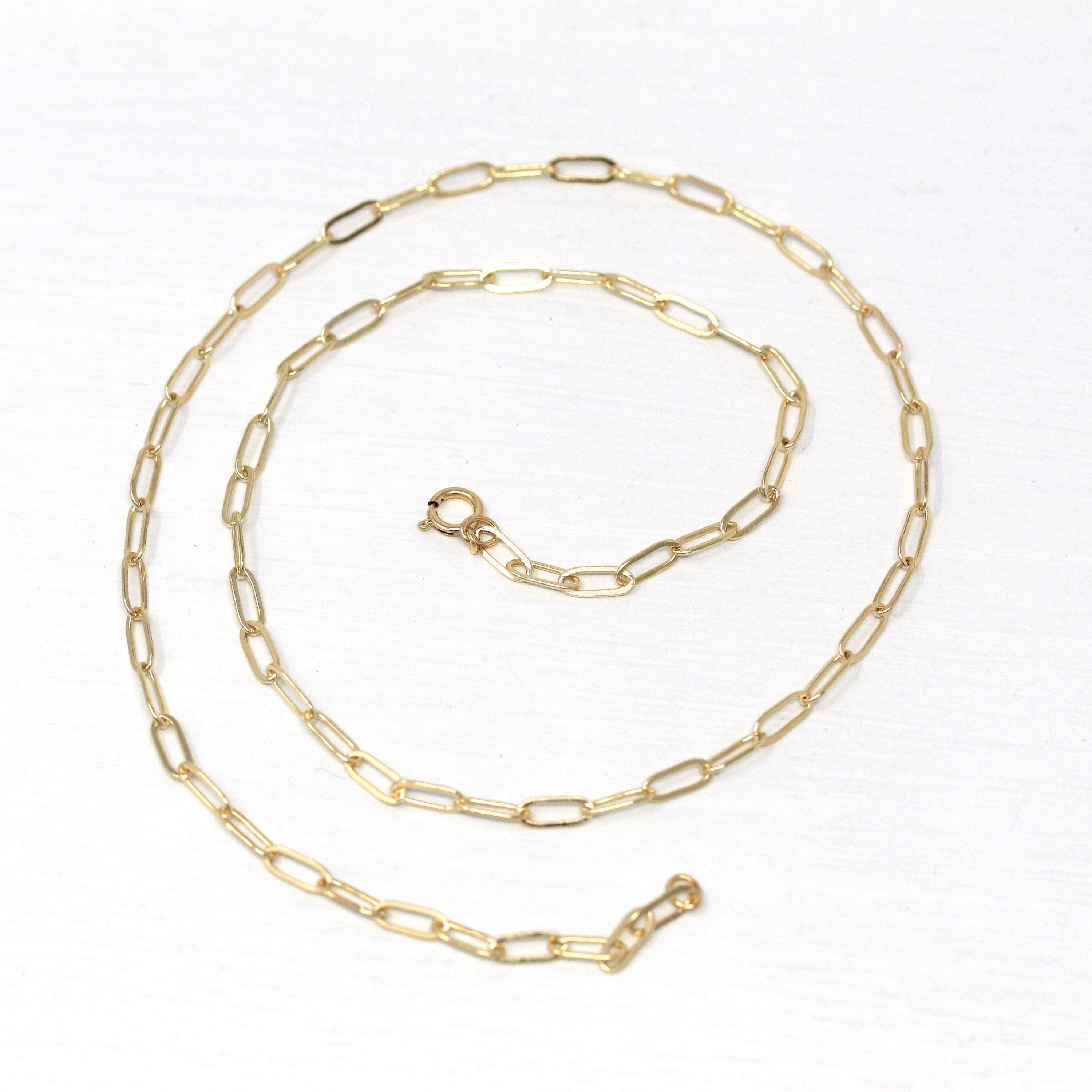 18 Inch Paperclip Chain - 14k Gold Filled Drawn Flat Bright Finish Necklace - 2.8 mm Spring Ring Clasp Layering Fashion Accessory Jewelry