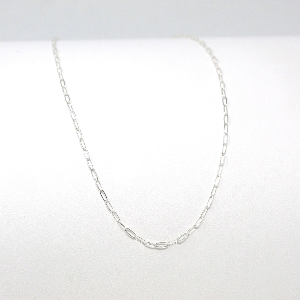 18 Inch Paperclip Chain - Sterling Silver Drawn Flat Cable Bright Finish Necklace - 2 mm Spring Ring Clasp Layer Fashion Accessory Jewelry