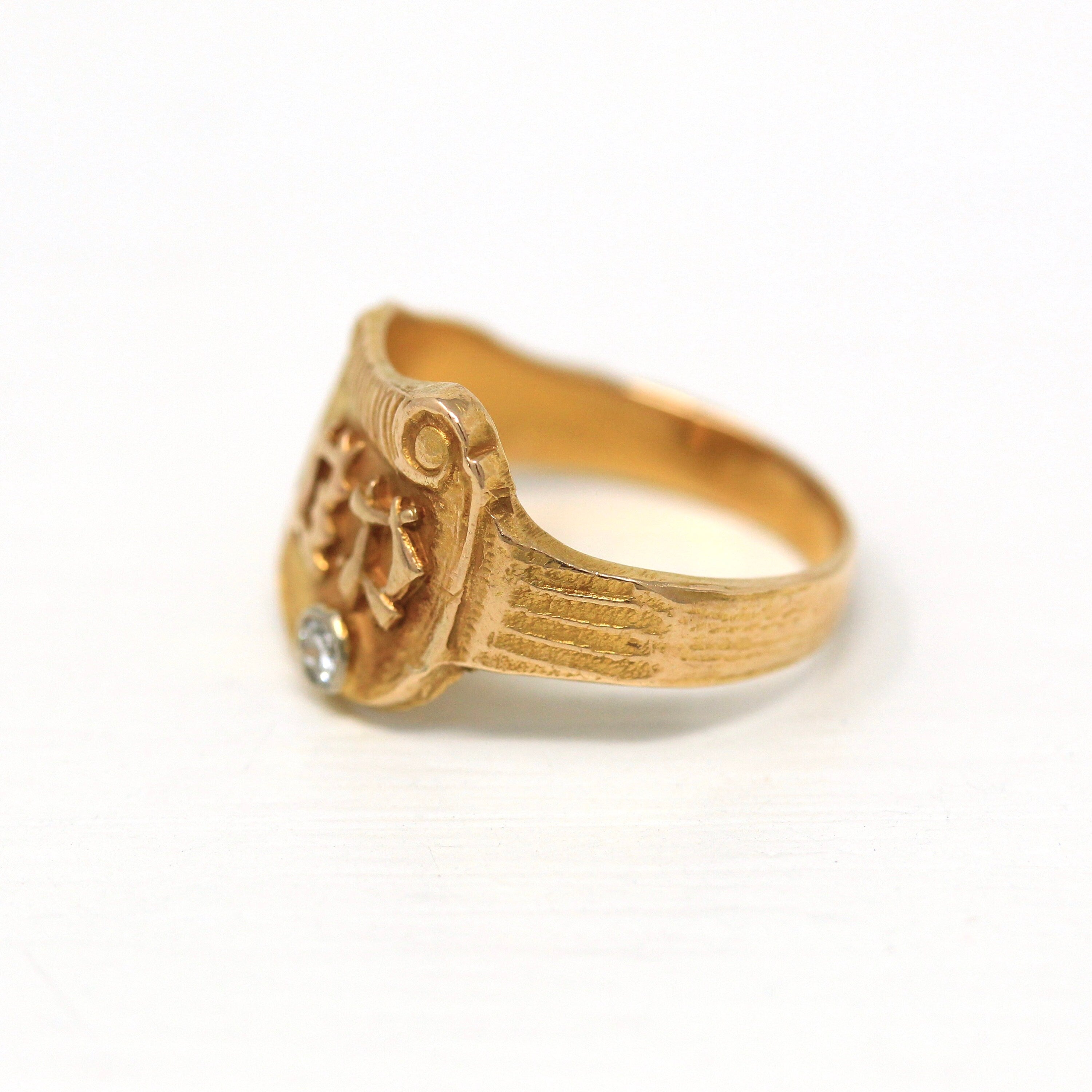 Letters "BD" Ring - Art Deco 14k Yellow Gold Two Initials Scroll Face Signet - Vintage Circa 1930s Era Size 6 1/4 Statement Fine 30s Jewelry