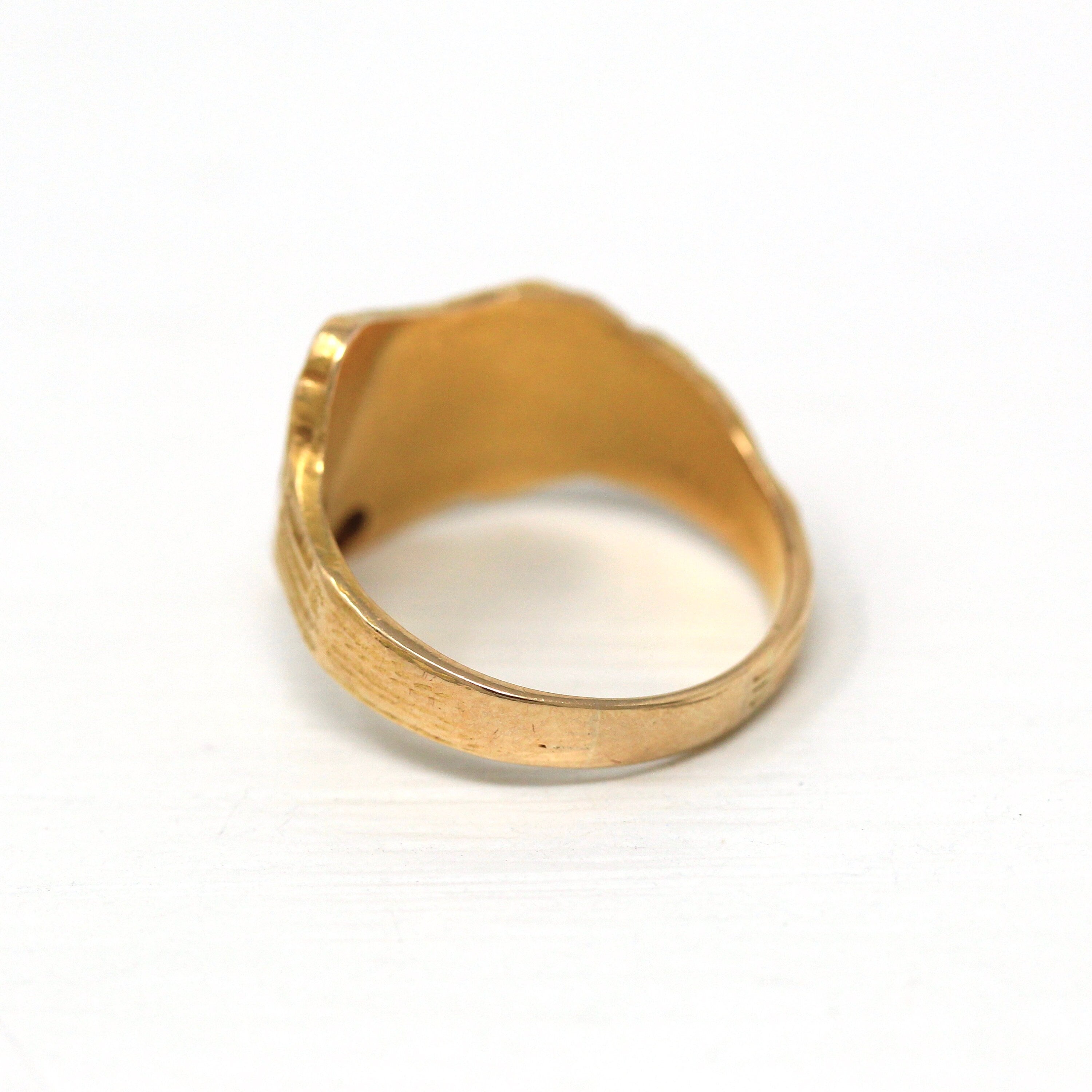 Letters "BD" Ring - Art Deco 14k Yellow Gold Two Initials Scroll Face Signet - Vintage Circa 1930s Era Size 6 1/4 Statement Fine 30s Jewelry