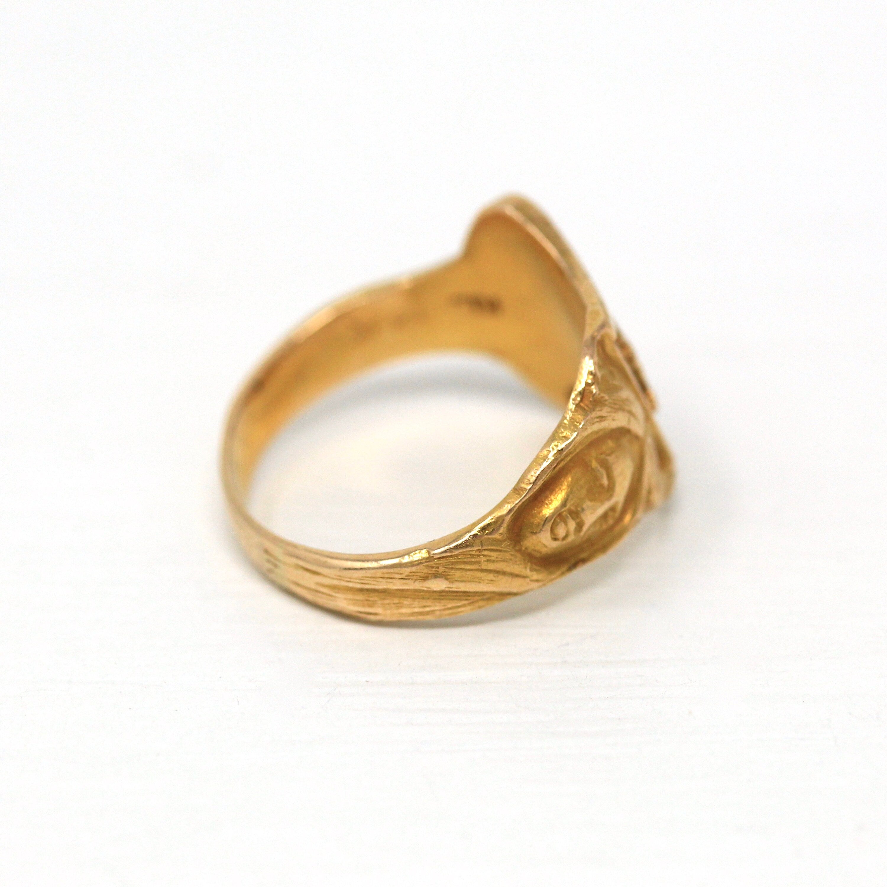 Letters "BD" Ring - Art Deco 14k Yellow Gold Two Initials Scroll Face Signet - Vintage Circa 1930s Era Size 6 1/4 Statement Fine 30s Jewelry
