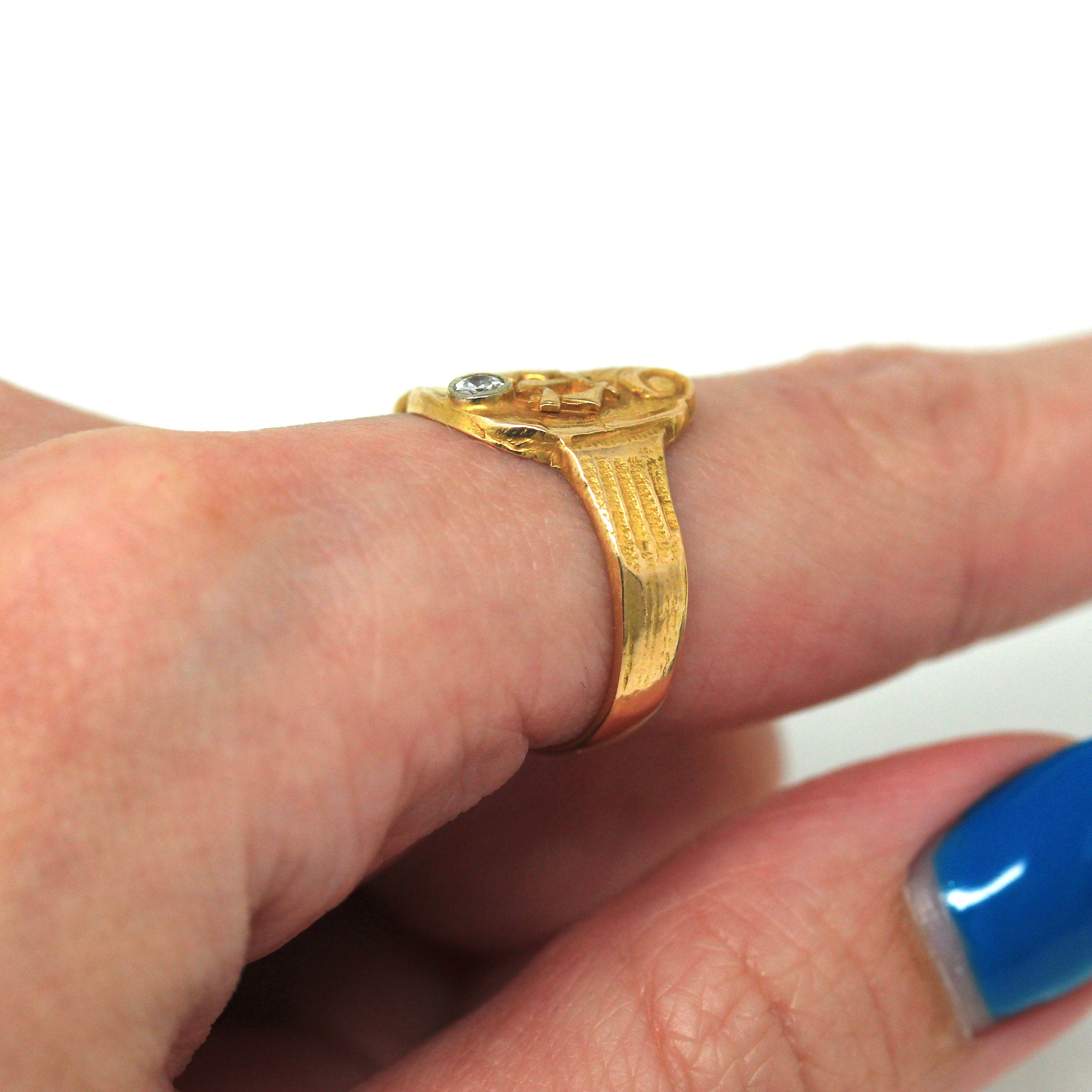 Letters "BD" Ring - Art Deco 14k Yellow Gold Two Initials Scroll Face Signet - Vintage Circa 1930s Era Size 6 1/4 Statement Fine 30s Jewelry