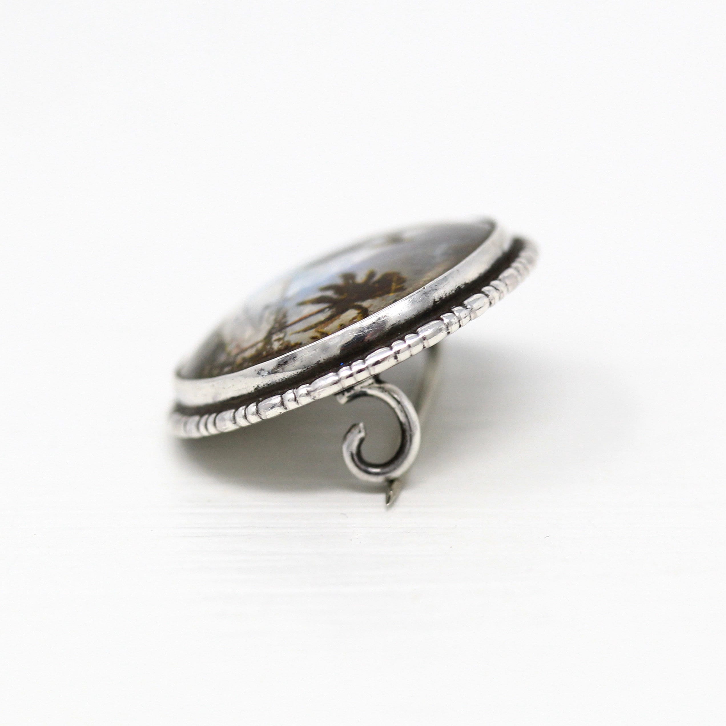 Morpho Butterfly Brooch - Art Deco Sterling Silver Blue Iridescent Wing Pin - Circa 1920s Era Patent 1923 Nassau Bahamas Souvenir Jewelry