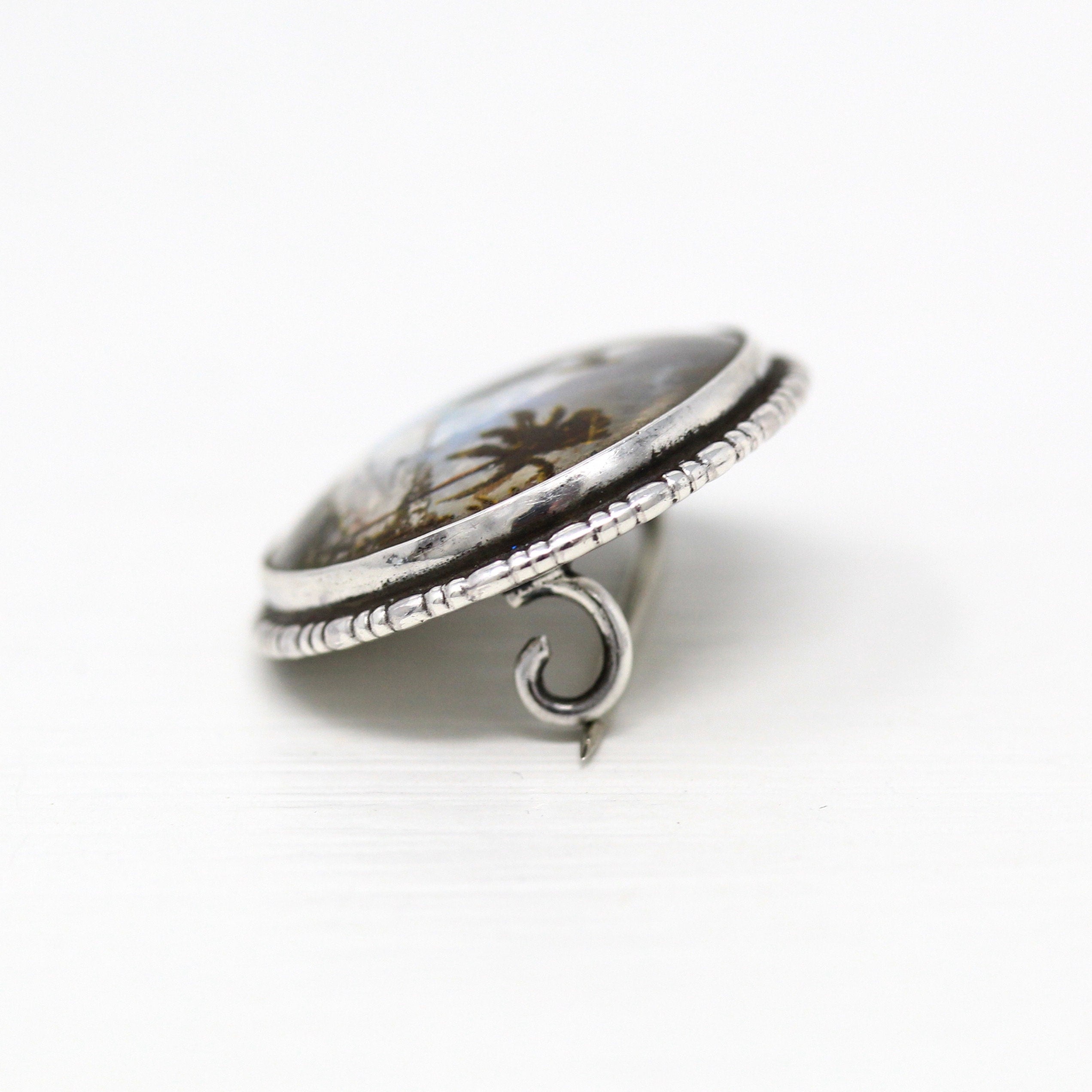 Morpho Butterfly Brooch - Art Deco Sterling Silver Blue Iridescent Wing Pin - Circa 1920s Era Patent 1923 Nassau Bahamas Souvenir Jewelry