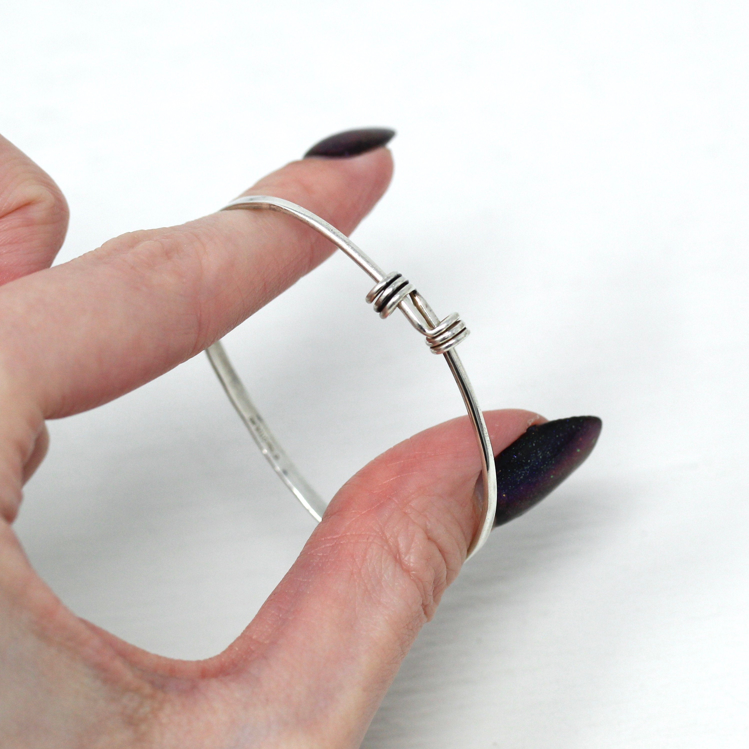 Vintage Baby Bracelet - Retro Sterling Silver Hammered Newborn Children's Adjustable - Circa 1960s Era Petite Ed Levin Signature Jewelry