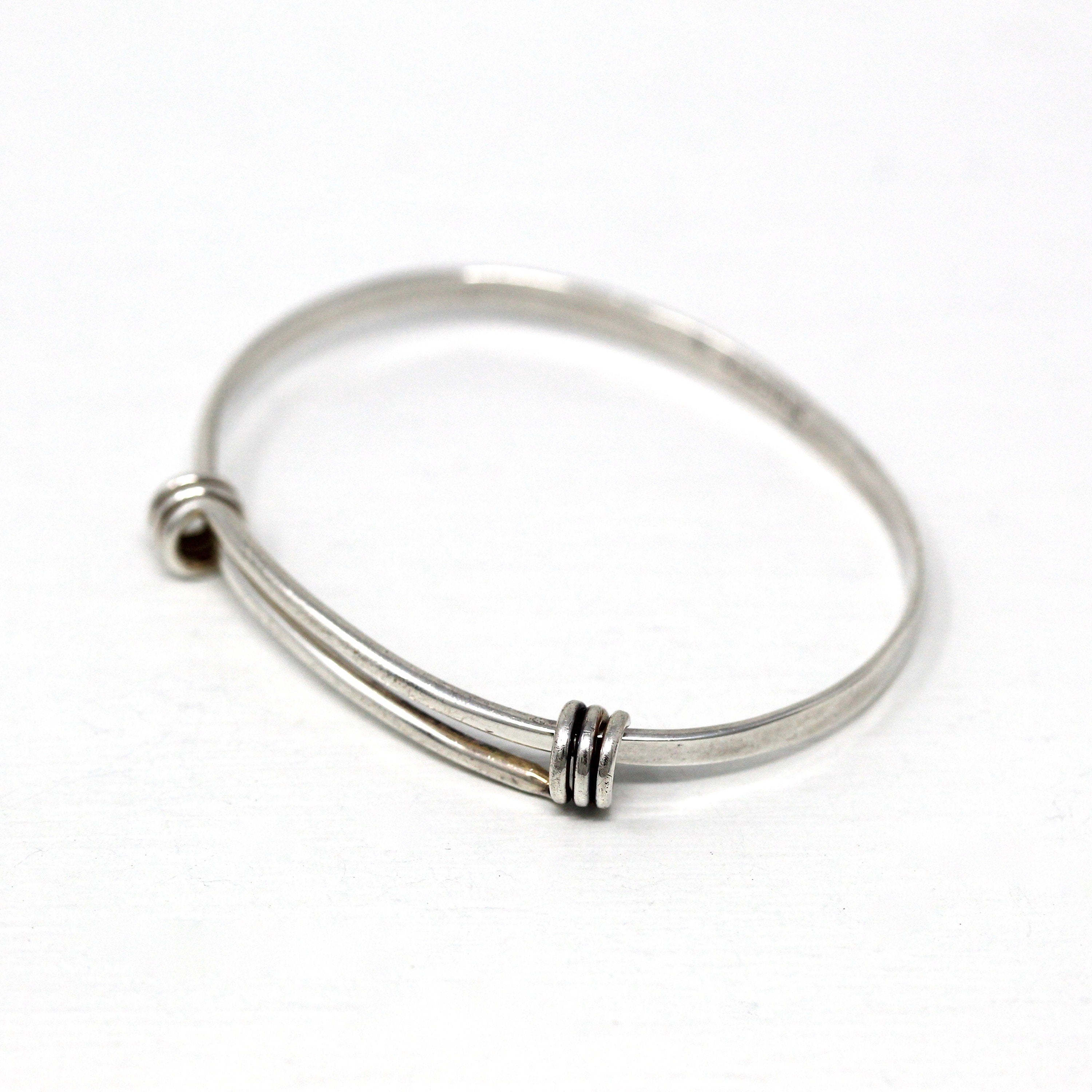 Vintage Baby Bracelet - Retro Sterling Silver Hammered Newborn Children's Adjustable - Circa 1960s Era Petite Ed Levin Signature Jewelry