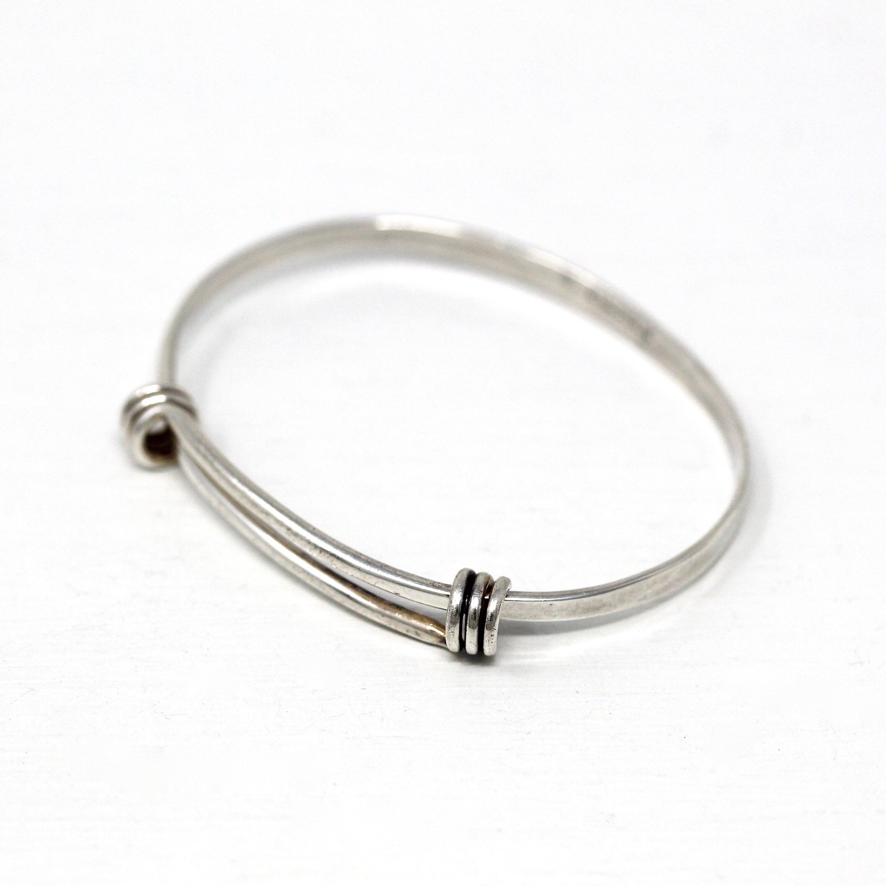 Vintage Baby Bracelet - Retro Sterling Silver Hammered Newborn Children's Adjustable - Circa 1960s Era Petite Ed Levin Signature Jewelry