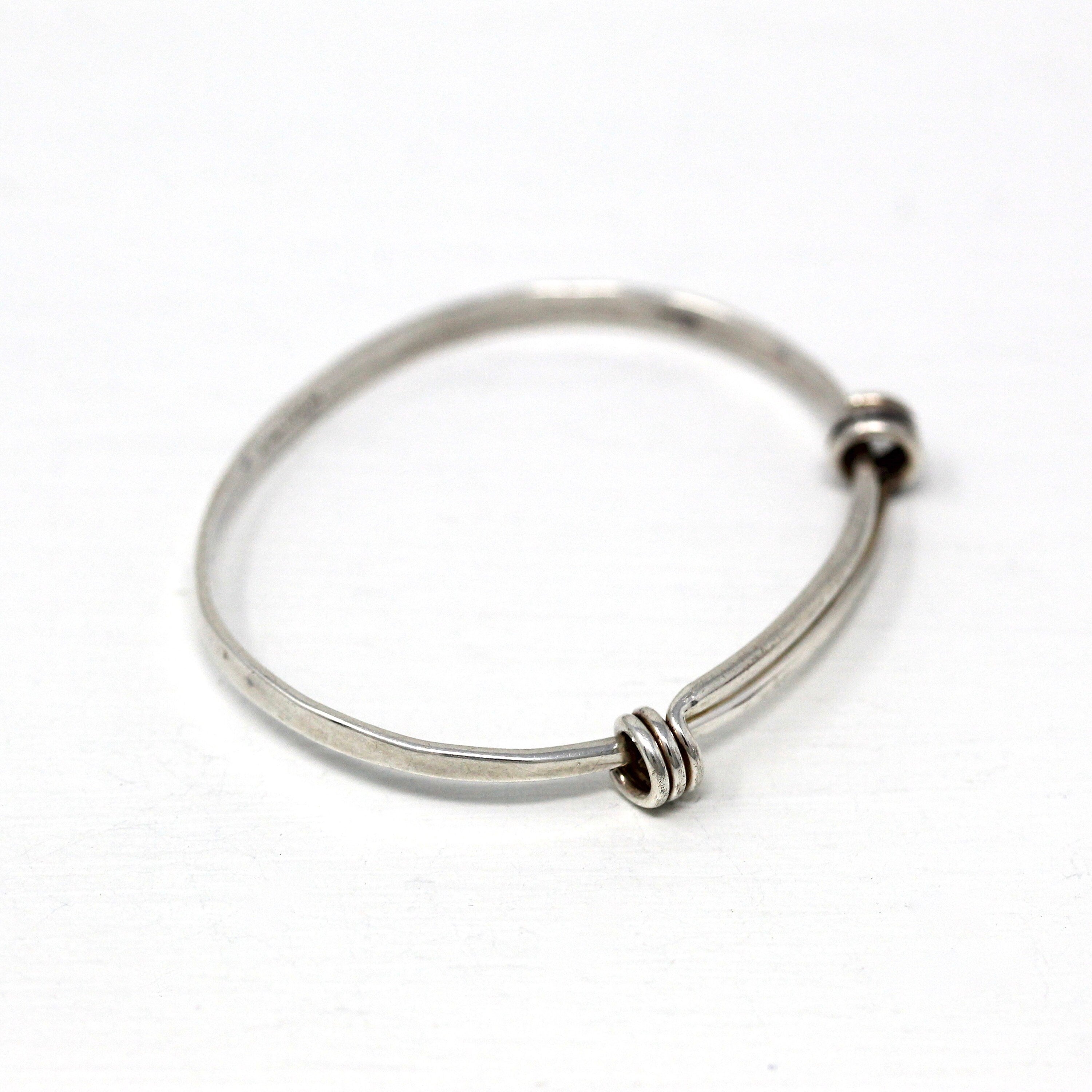 Vintage Baby Bracelet - Retro Sterling Silver Hammered Newborn Children's Adjustable - Circa 1960s Era Petite Ed Levin Signature Jewelry