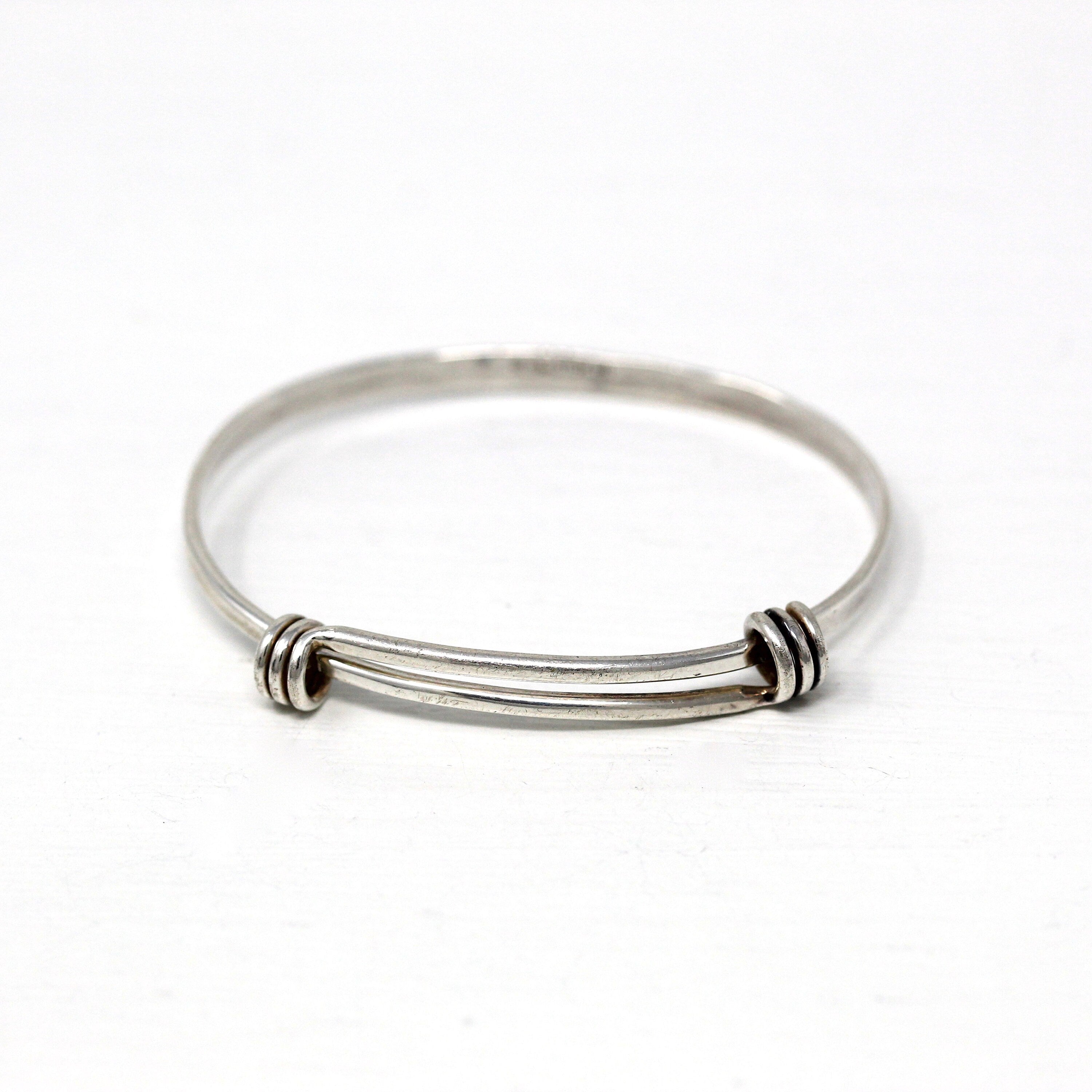 Vintage Baby Bracelet - Retro Sterling Silver Hammered Newborn Children's Adjustable - Circa 1960s Era Petite Ed Levin Signature Jewelry