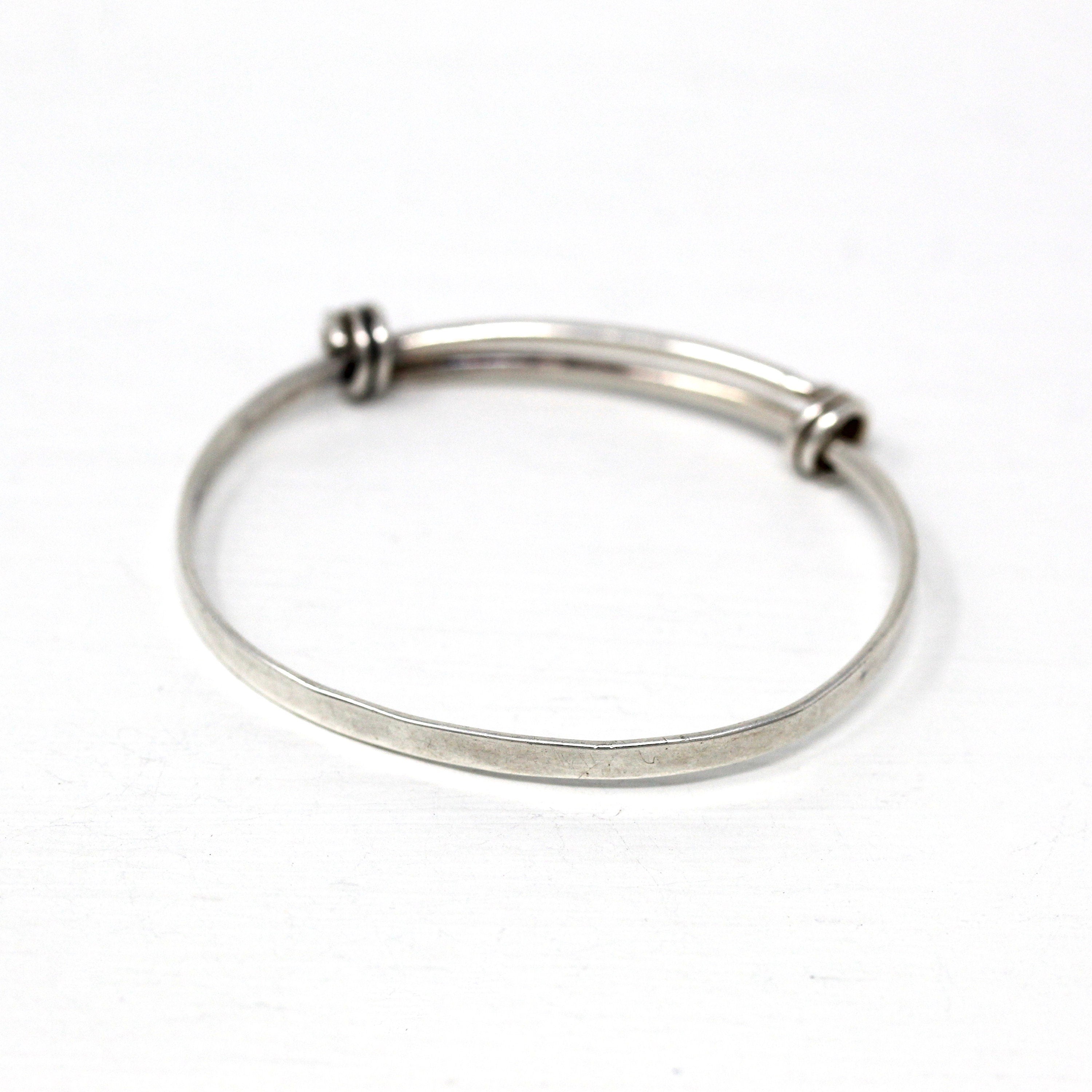 Vintage Baby Bracelet - Retro Sterling Silver Hammered Newborn Children's Adjustable - Circa 1960s Era Petite Ed Levin Signature Jewelry