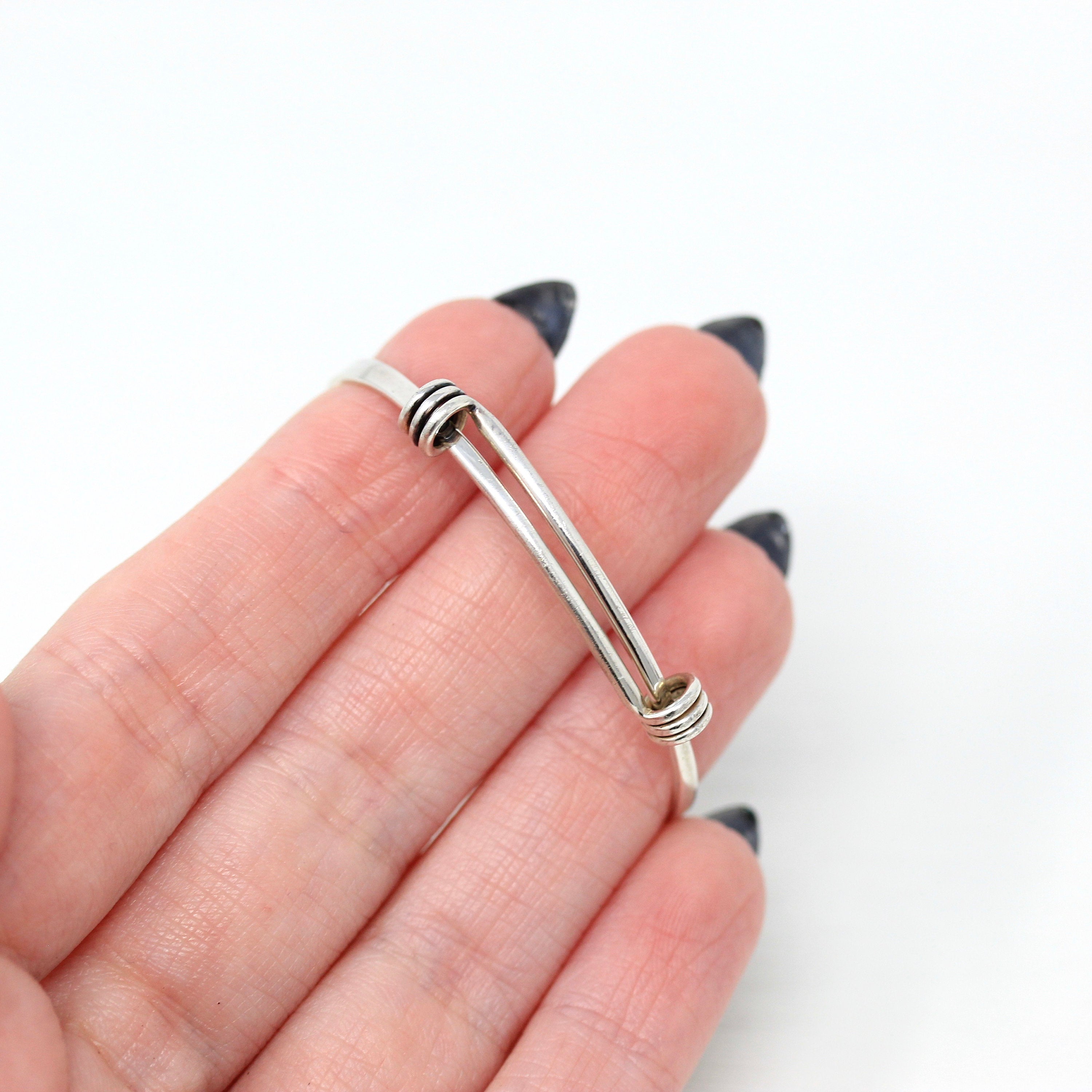 Vintage Baby Bracelet - Retro Sterling Silver Hammered Newborn Children's Adjustable - Circa 1960s Era Petite Ed Levin Signature Jewelry