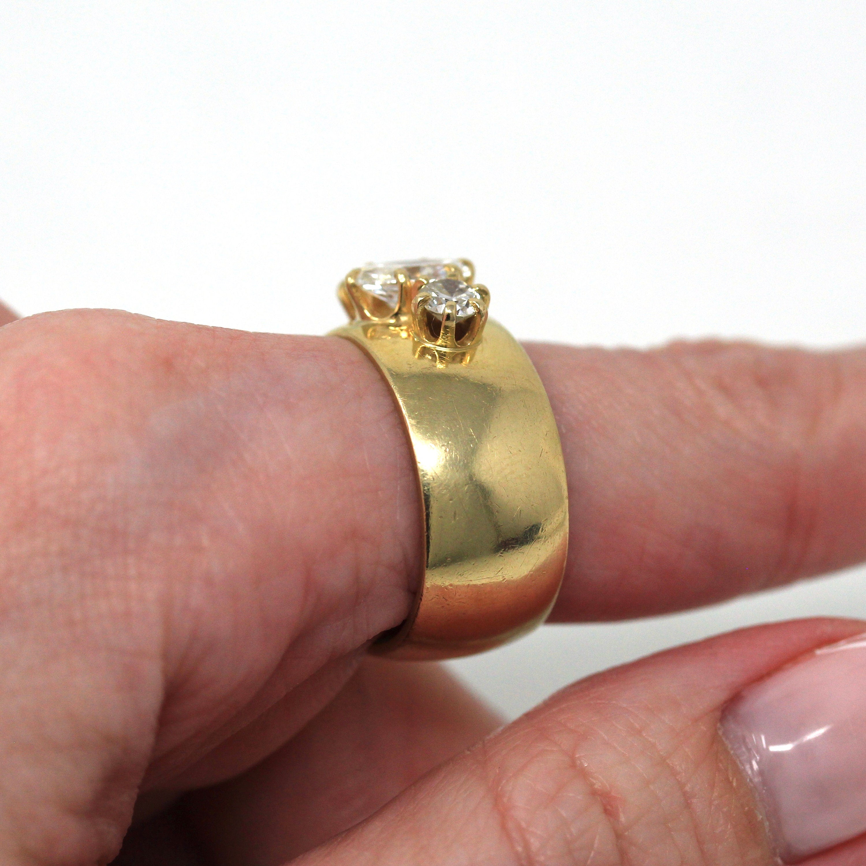 Diamond Engagement Ring - Retro 14k Yellow Gold Genuine 1.25 CTW Gems - Vintage Circa 1970s Size 8 Wedding Statement Fine 70s Jewelry