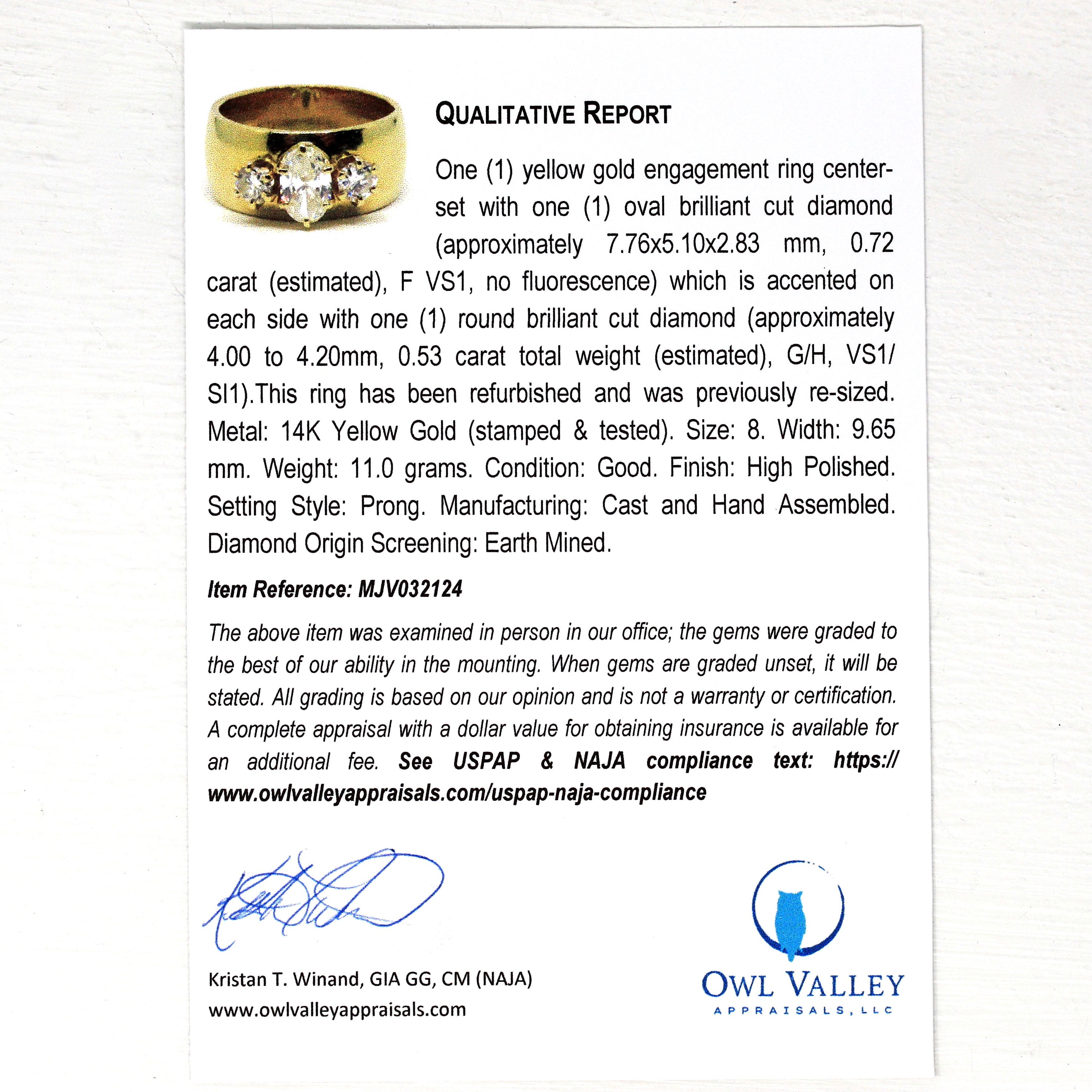 Diamond Engagement Ring - Retro 14k Yellow Gold Genuine 1.25 CTW Gems - Vintage Circa 1970s Size 8 Wedding Statement Fine 70s Jewelry