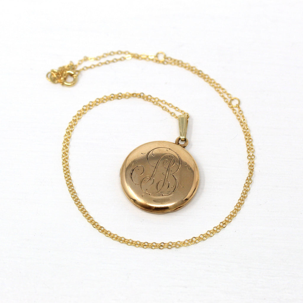 Antique "Mother" Locket - Edwardian 14k Yellow Gold Engraved Letters Pendant Necklace - Dated "Mother March 14 1900" Photo Fine Jewelry