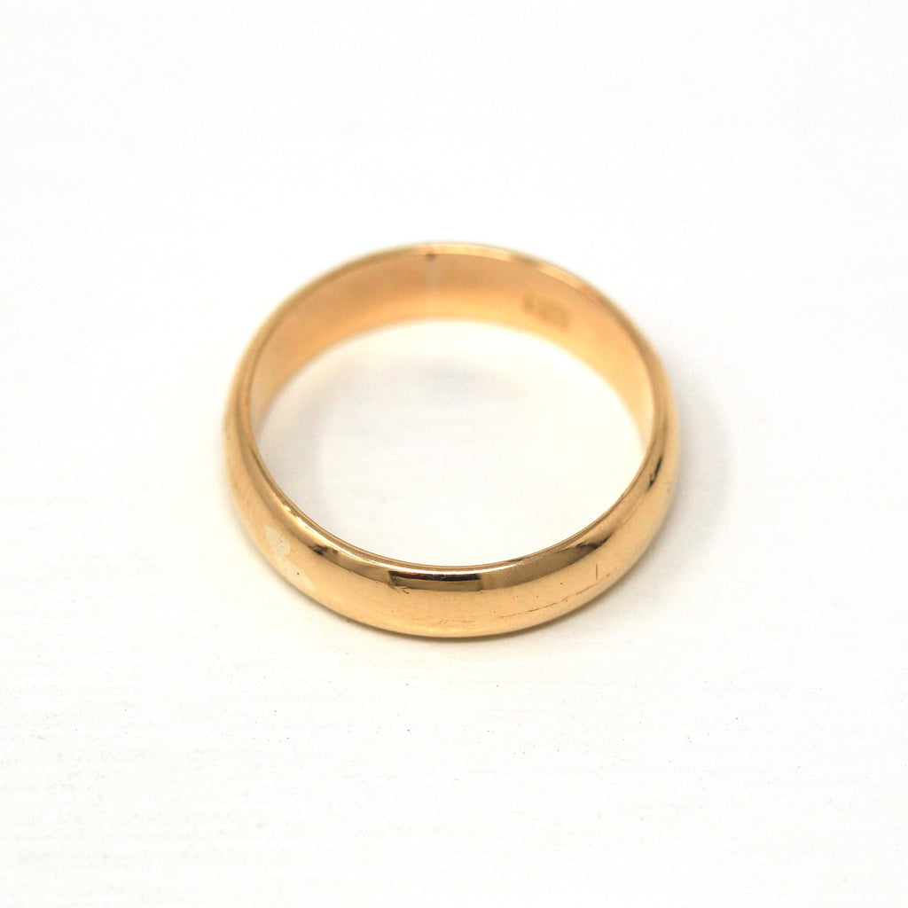 Antique Ring Band - Edwardian 18k Yellow Gold Unadorned Free Of Design - Circa 1910s Era Size 7 Stacking Unisex Wedding Band Fine Jewelry